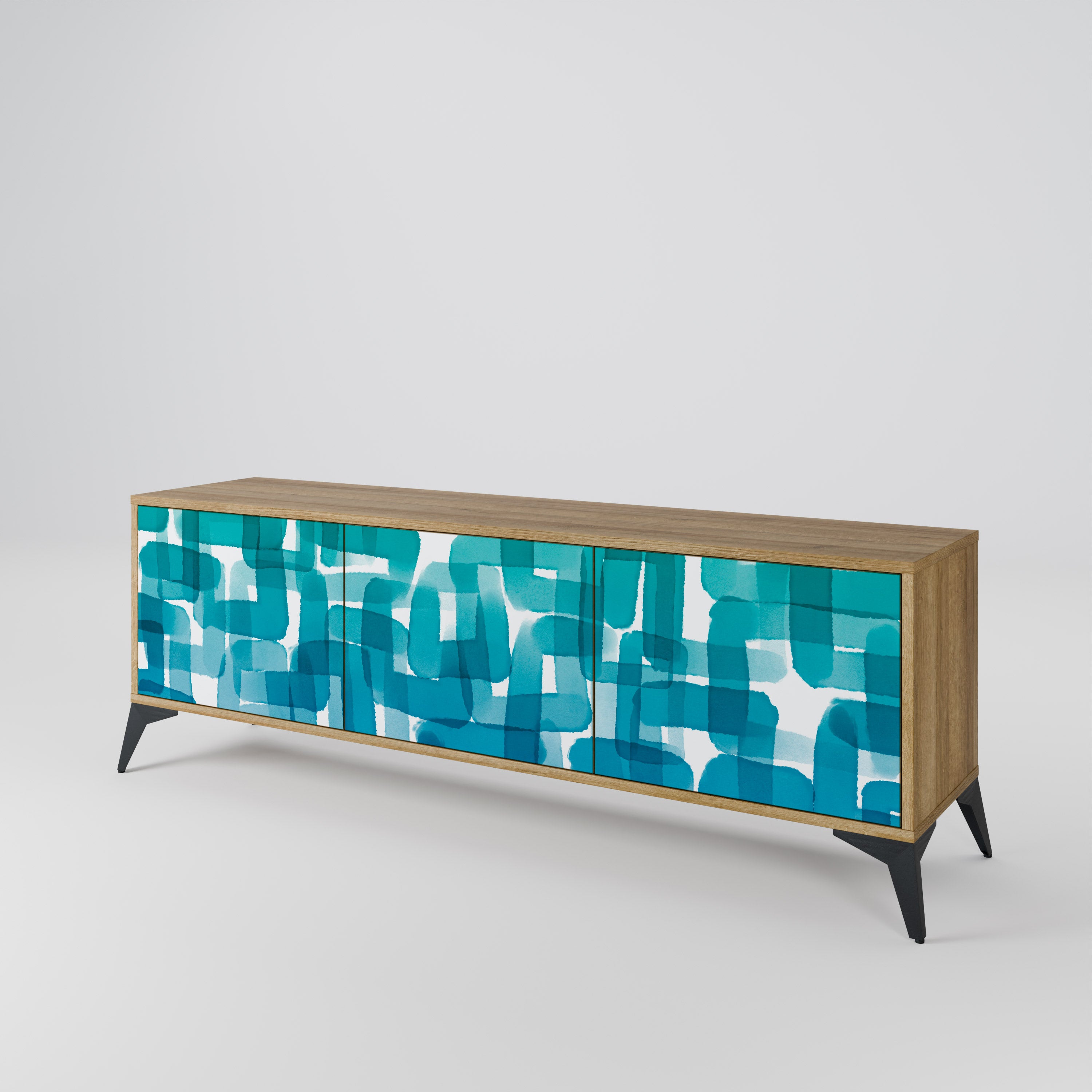 TURQUOISE RECTANGLES Mueble de TV de 3 Puertas