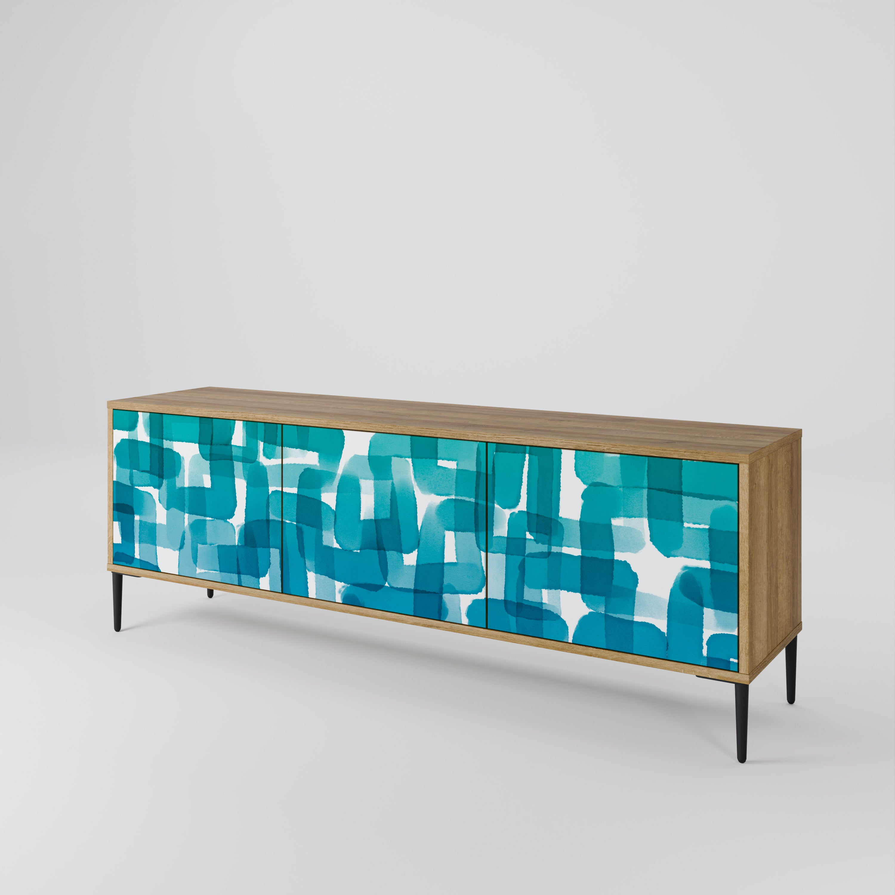 TURQUOISE RECTANGLES Mueble de TV de 3 Puertas