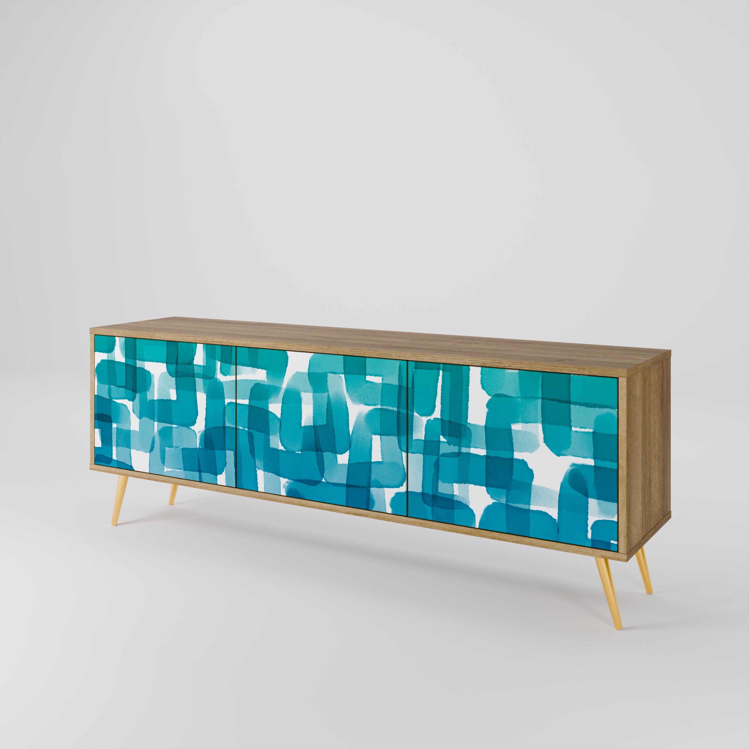 TURQUOISE RECTANGLES Mueble de TV de 3 Puertas