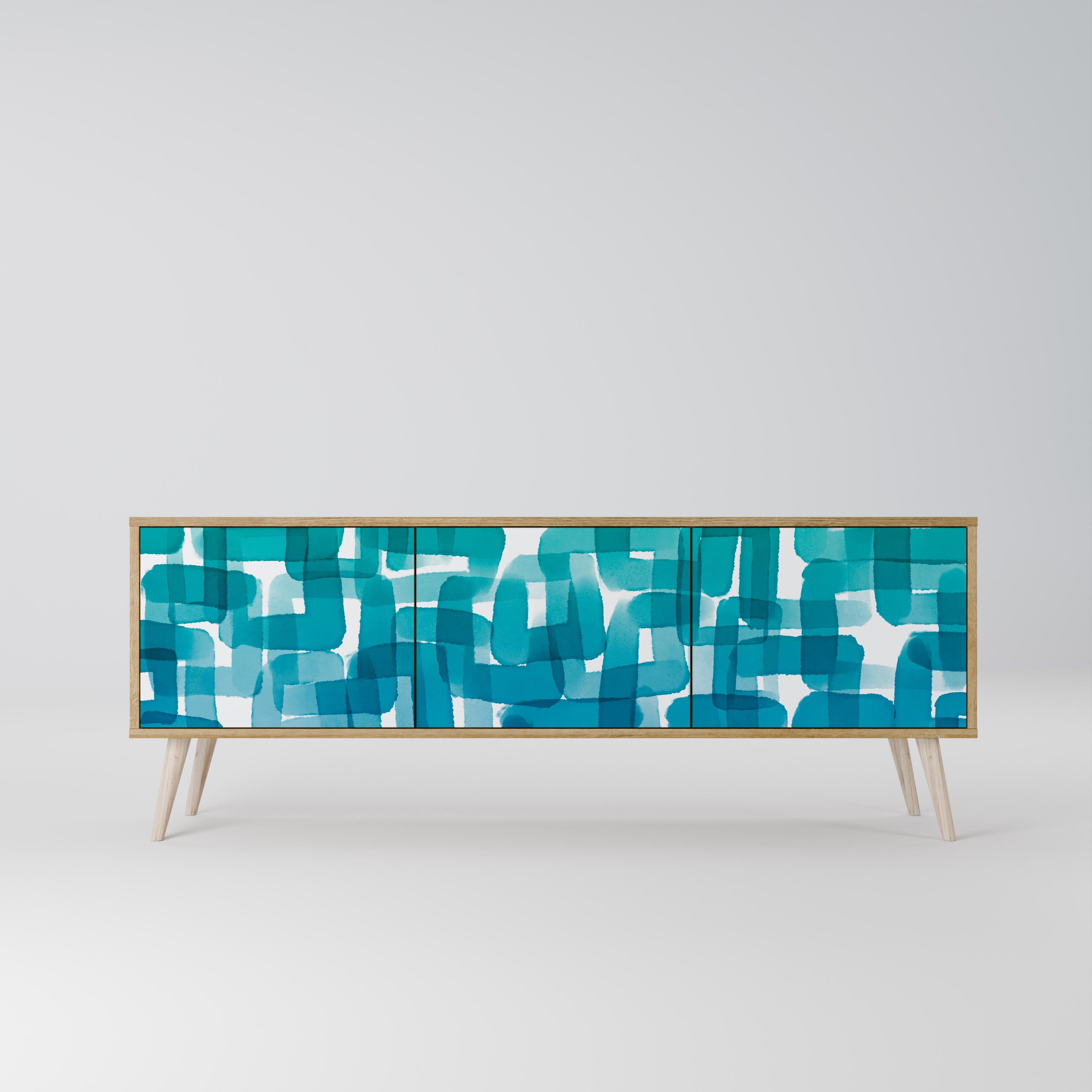 TURQUOISE RECTANGLES Mueble de TV de 3 Puertas