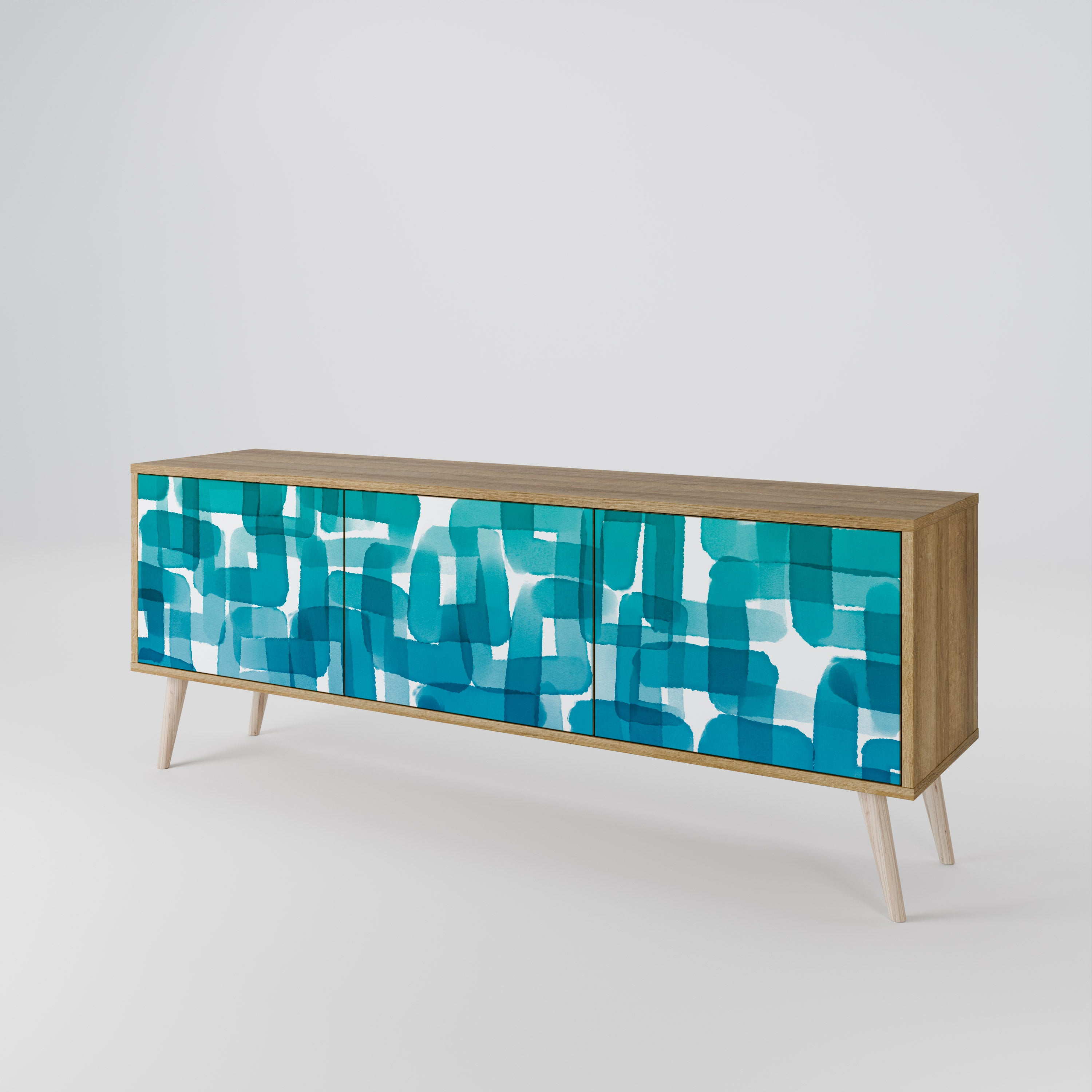 TURQUOISE RECTANGLES Mueble de TV de 3 Puertas