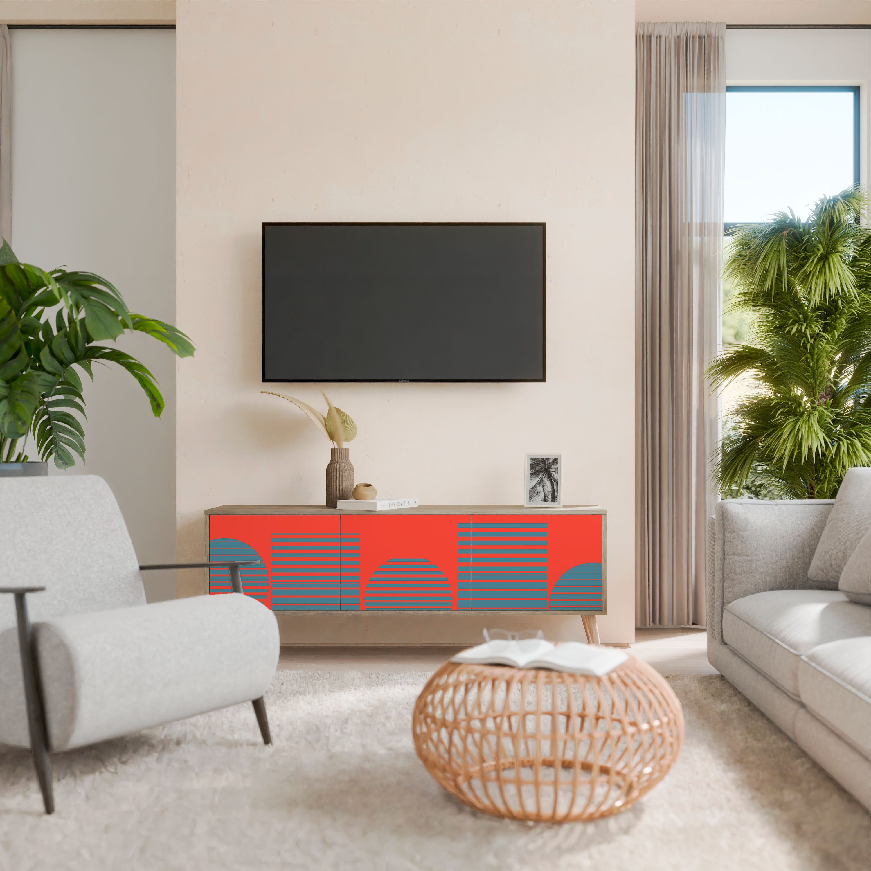 RISING GEOMETRY STARS Mueble de TV de 3 Puertas