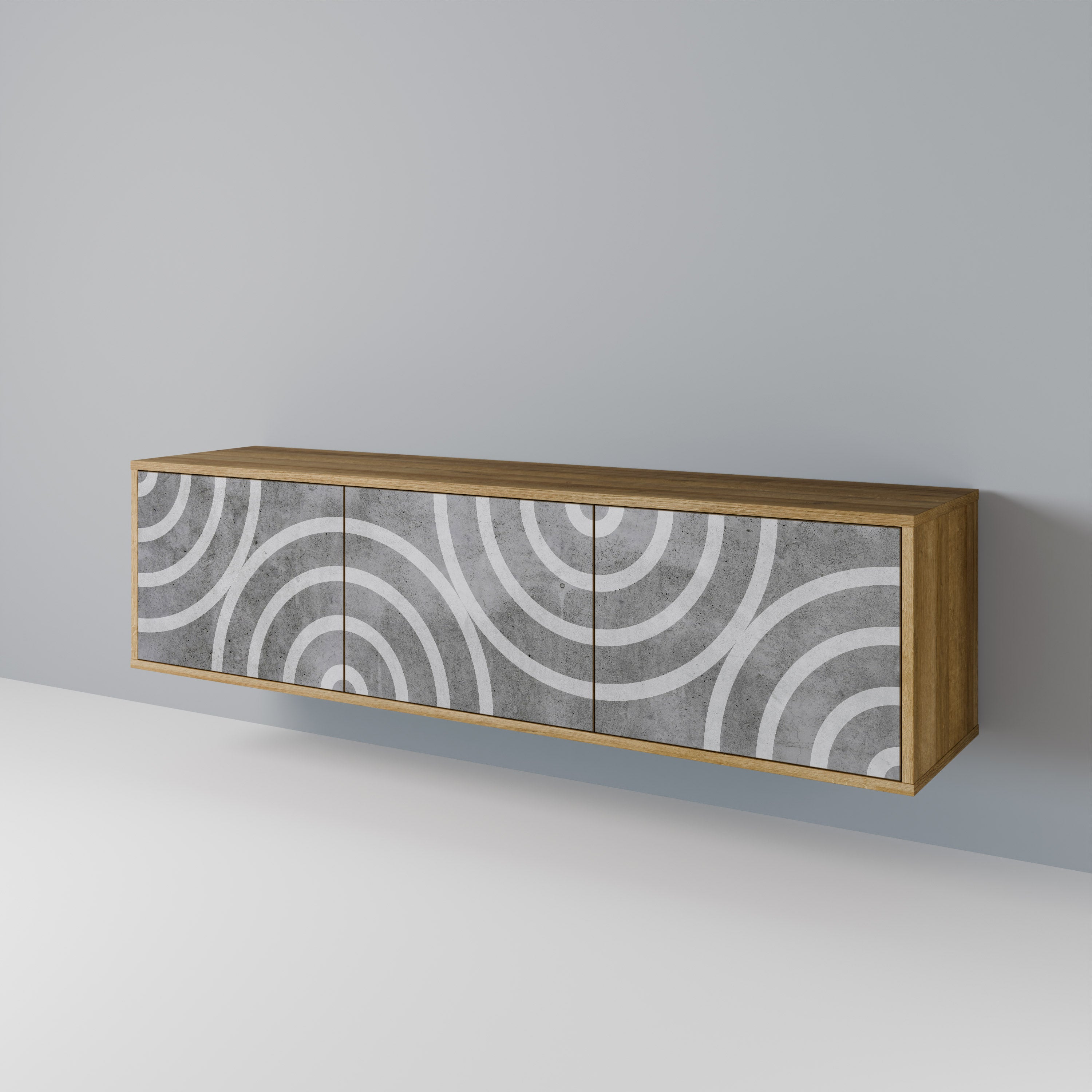 CIRCLE CONCRETE Třídveřový TV stolek