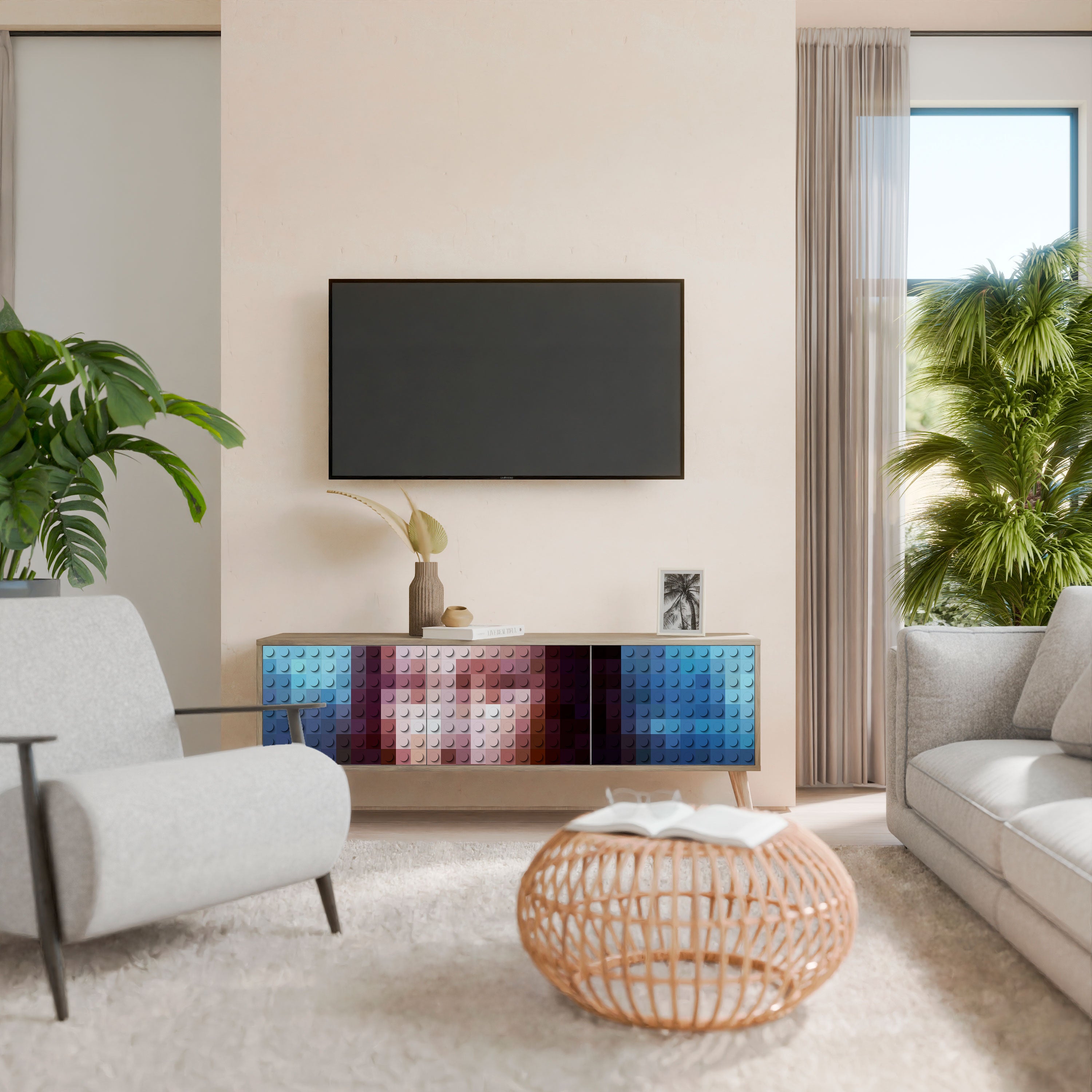 CONSTRUCTIVE ART Mueble de TV de 3 Puertas