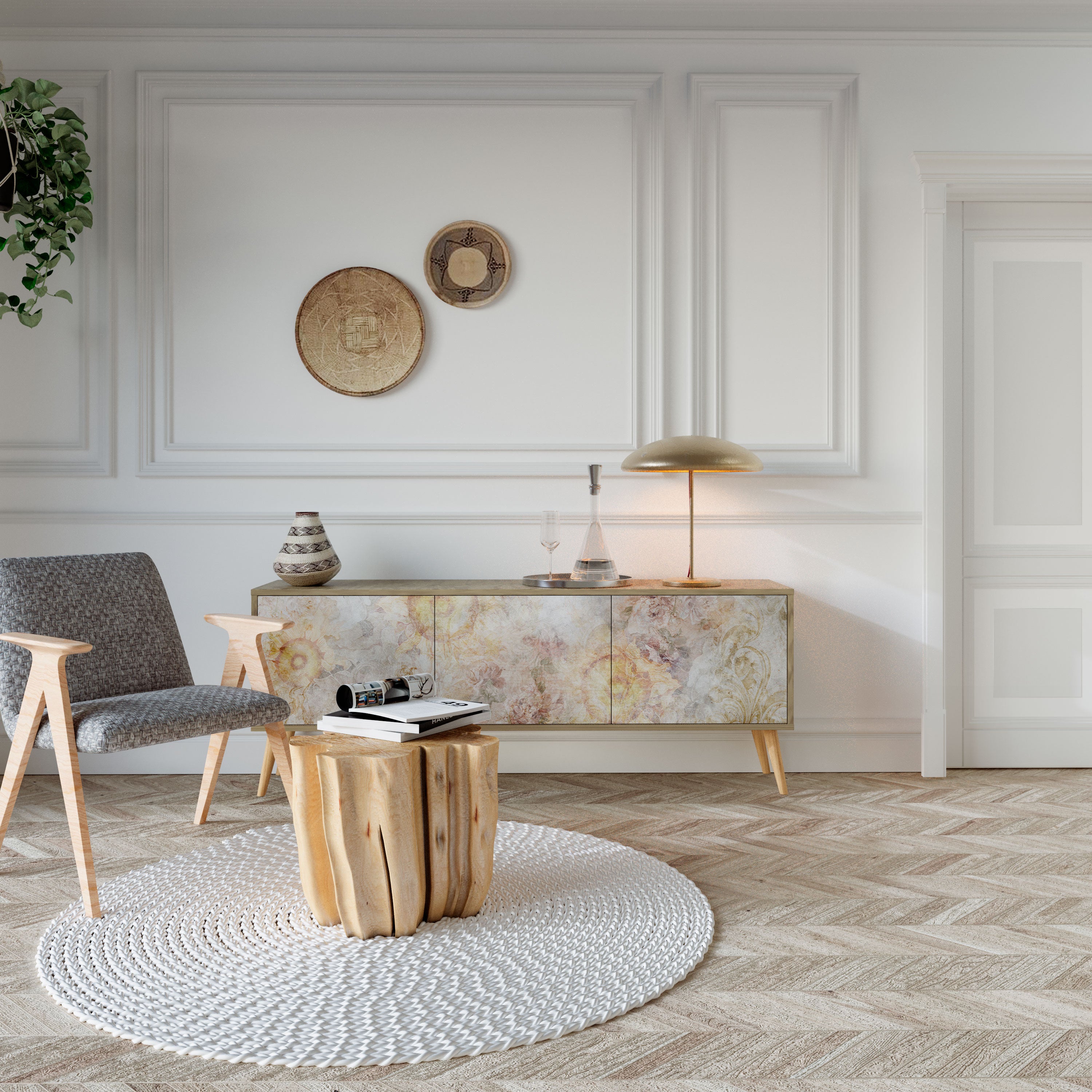 SUNFLOWER BLUR Mueble de TV de 3 Puertas