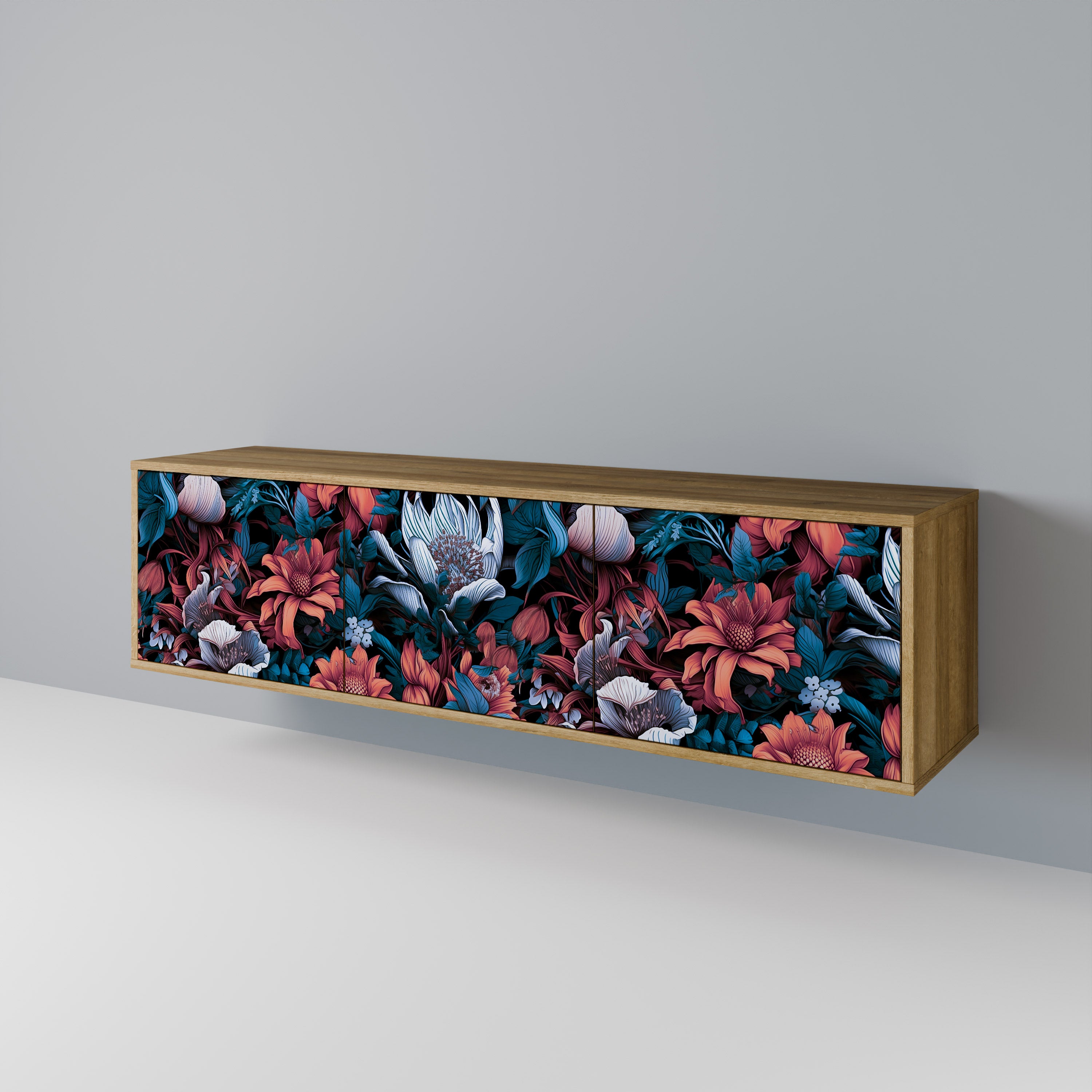ETHEREAL BLOSSOMS Mueble de TV de 3 Puertas