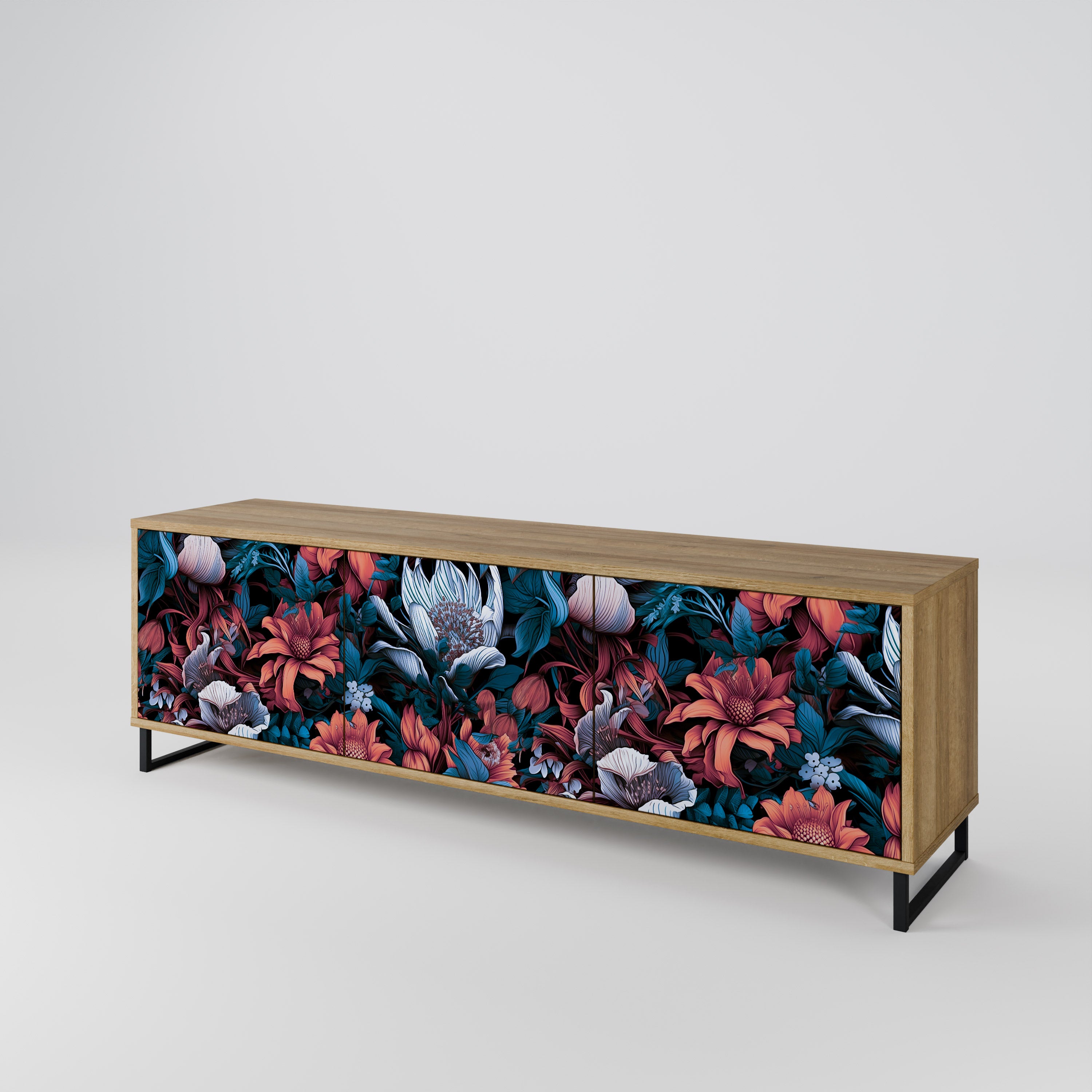 ETHEREAL BLOSSOMS Mueble de TV de 3 Puertas