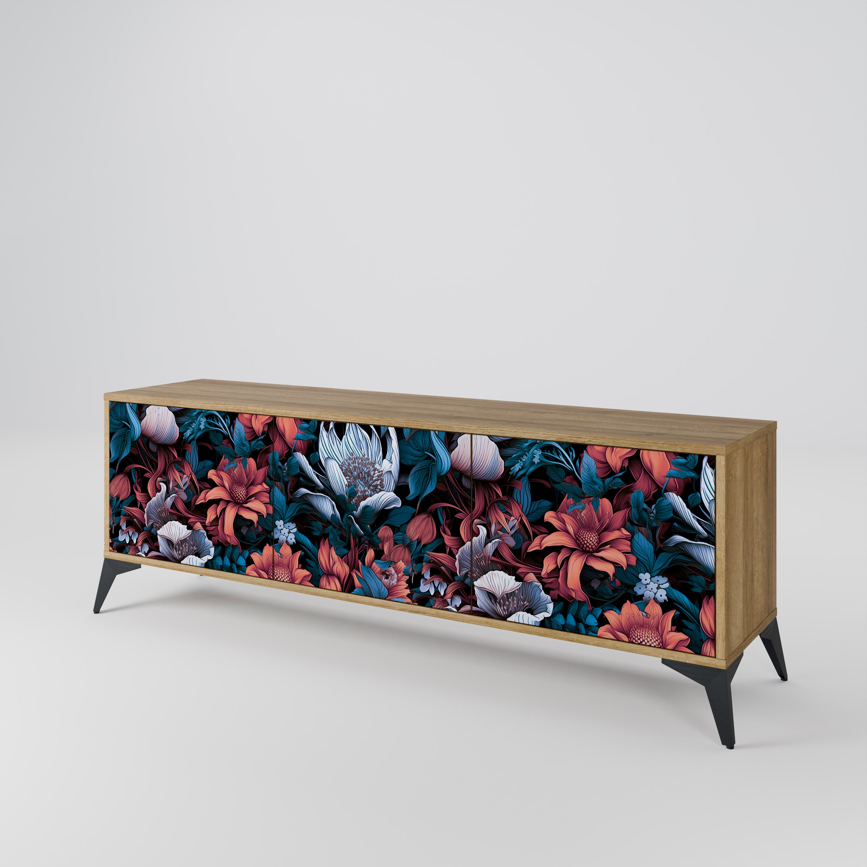 ETHEREAL BLOSSOMS Mueble de TV de 3 Puertas