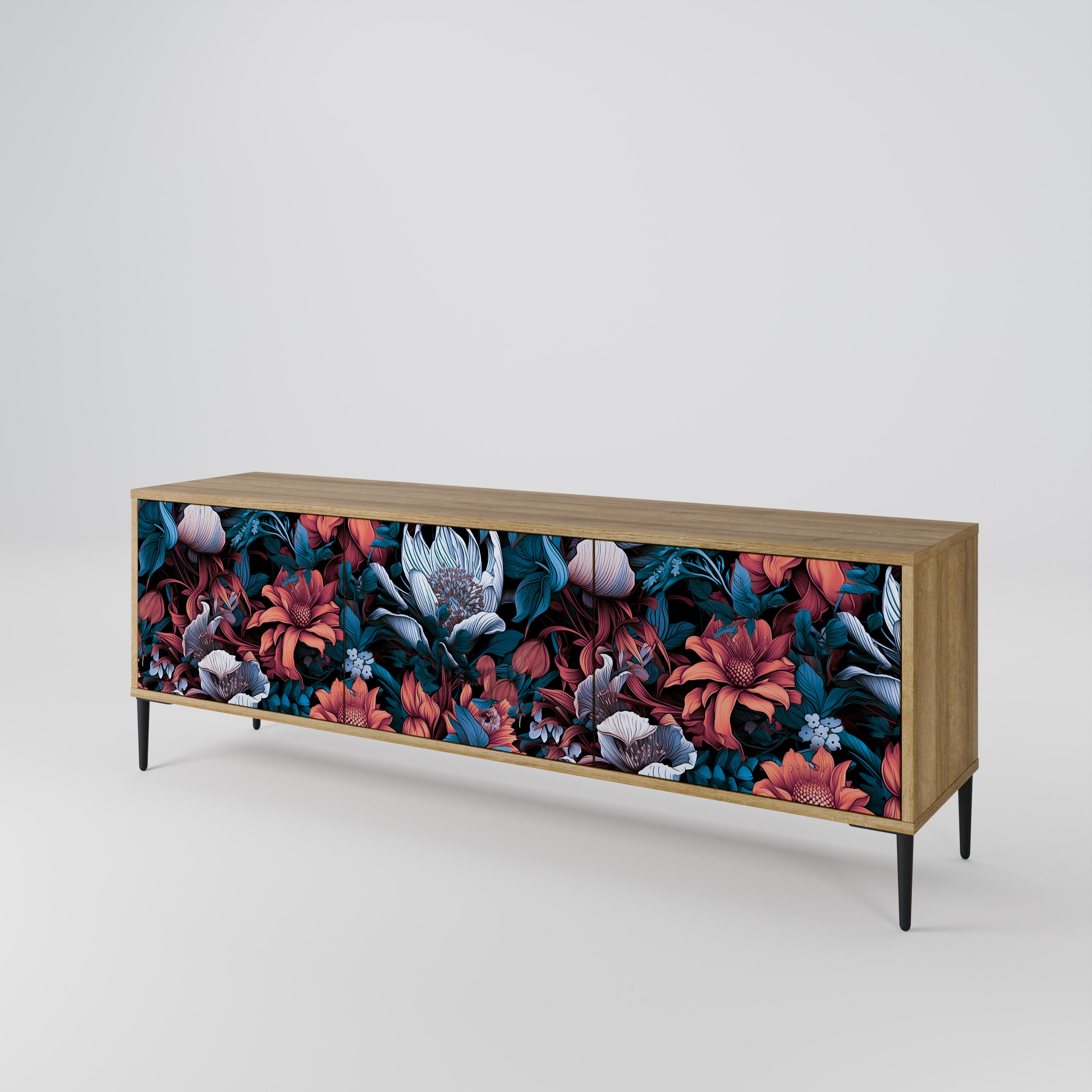 ETHEREAL BLOSSOMS Mueble de TV de 3 Puertas