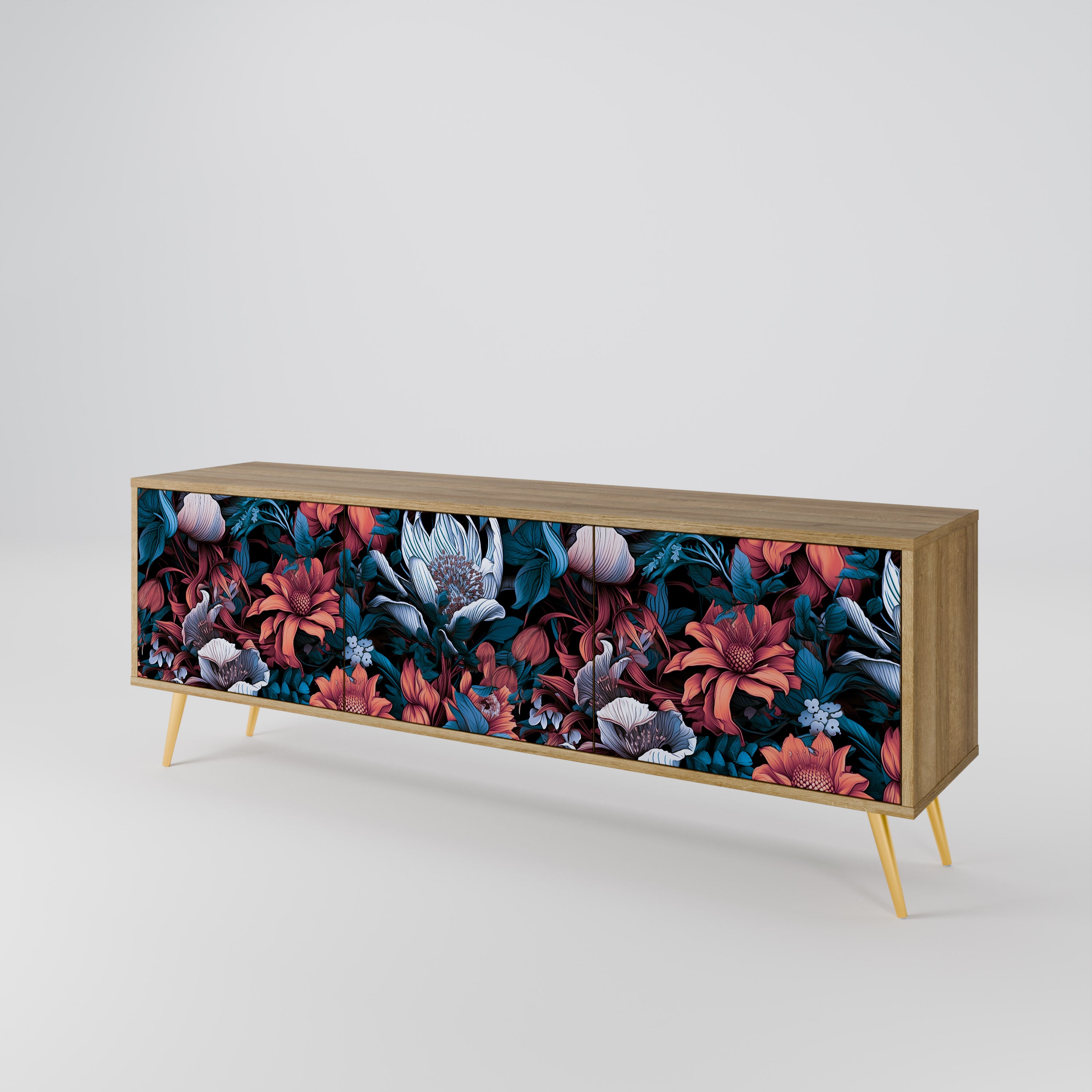 ETHEREAL BLOSSOMS Mueble de TV de 3 Puertas