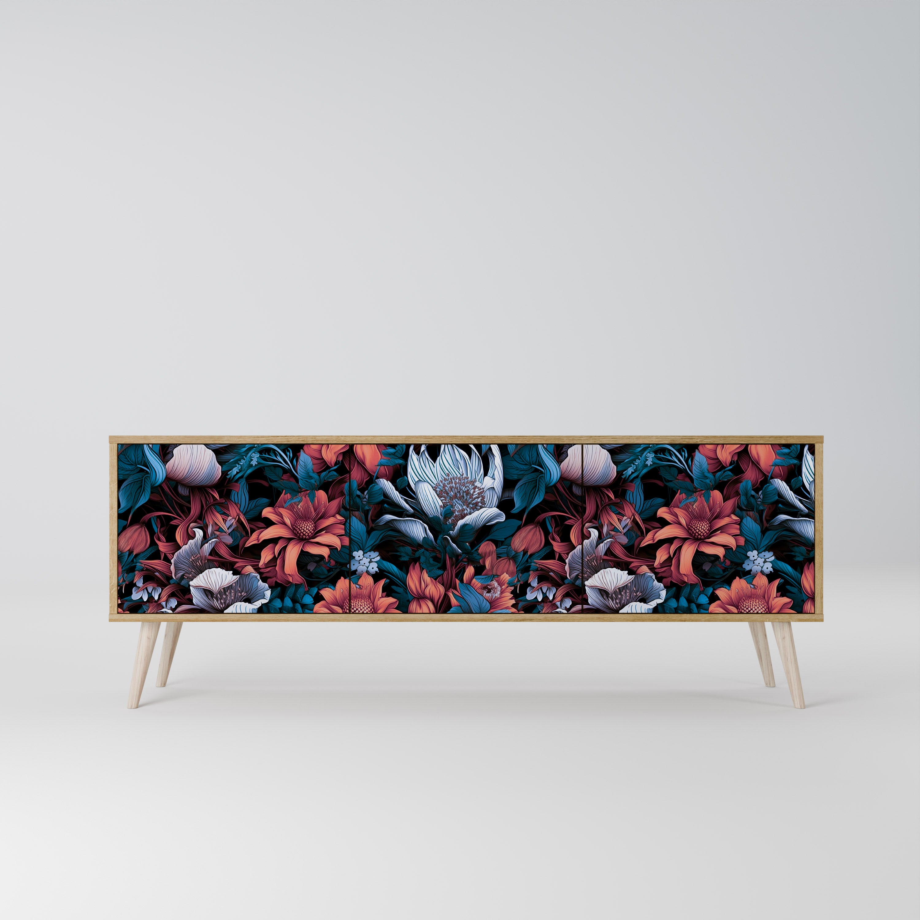ETHEREAL BLOSSOMS Mueble de TV de 3 Puertas