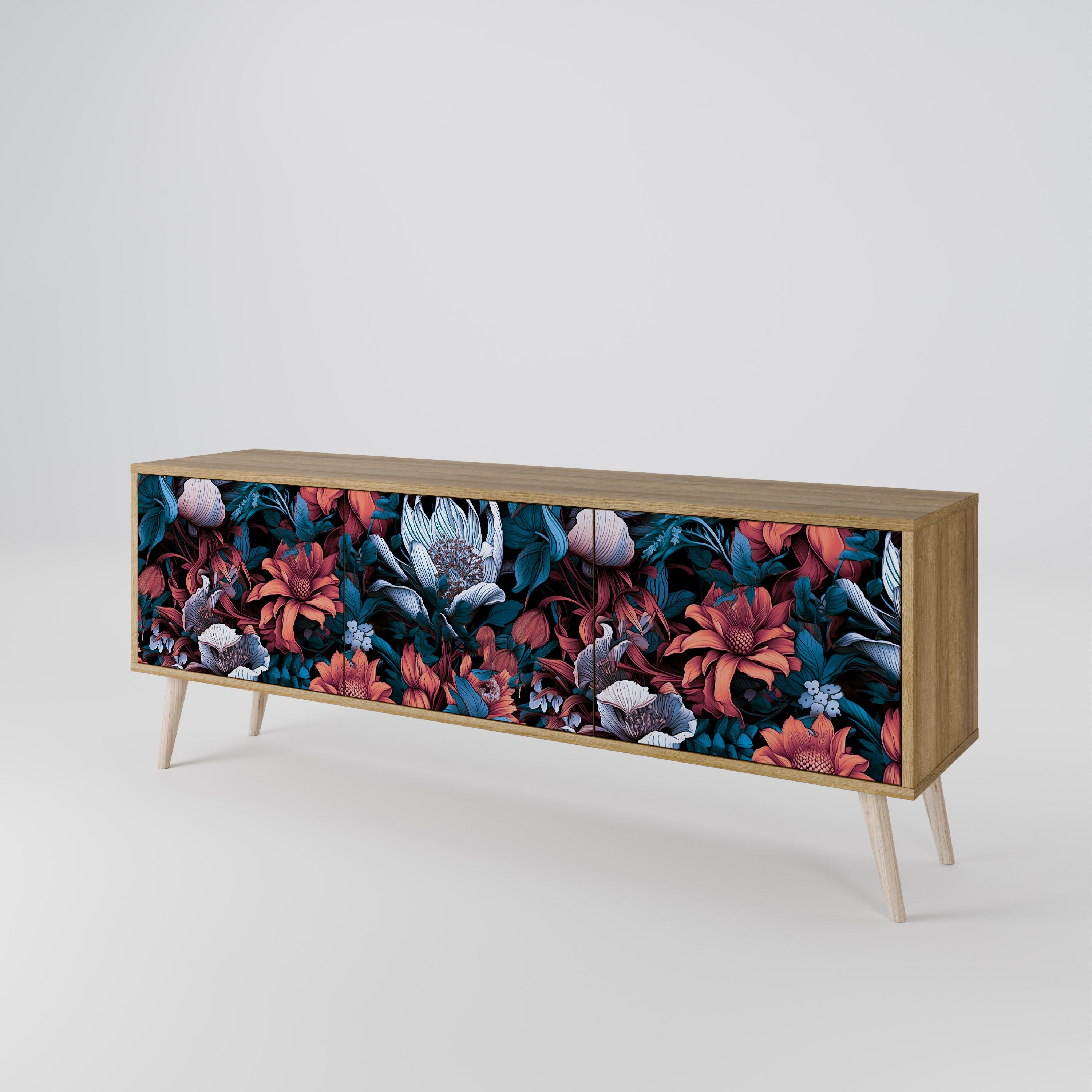 ETHEREAL BLOSSOMS Mueble de TV de 3 Puertas