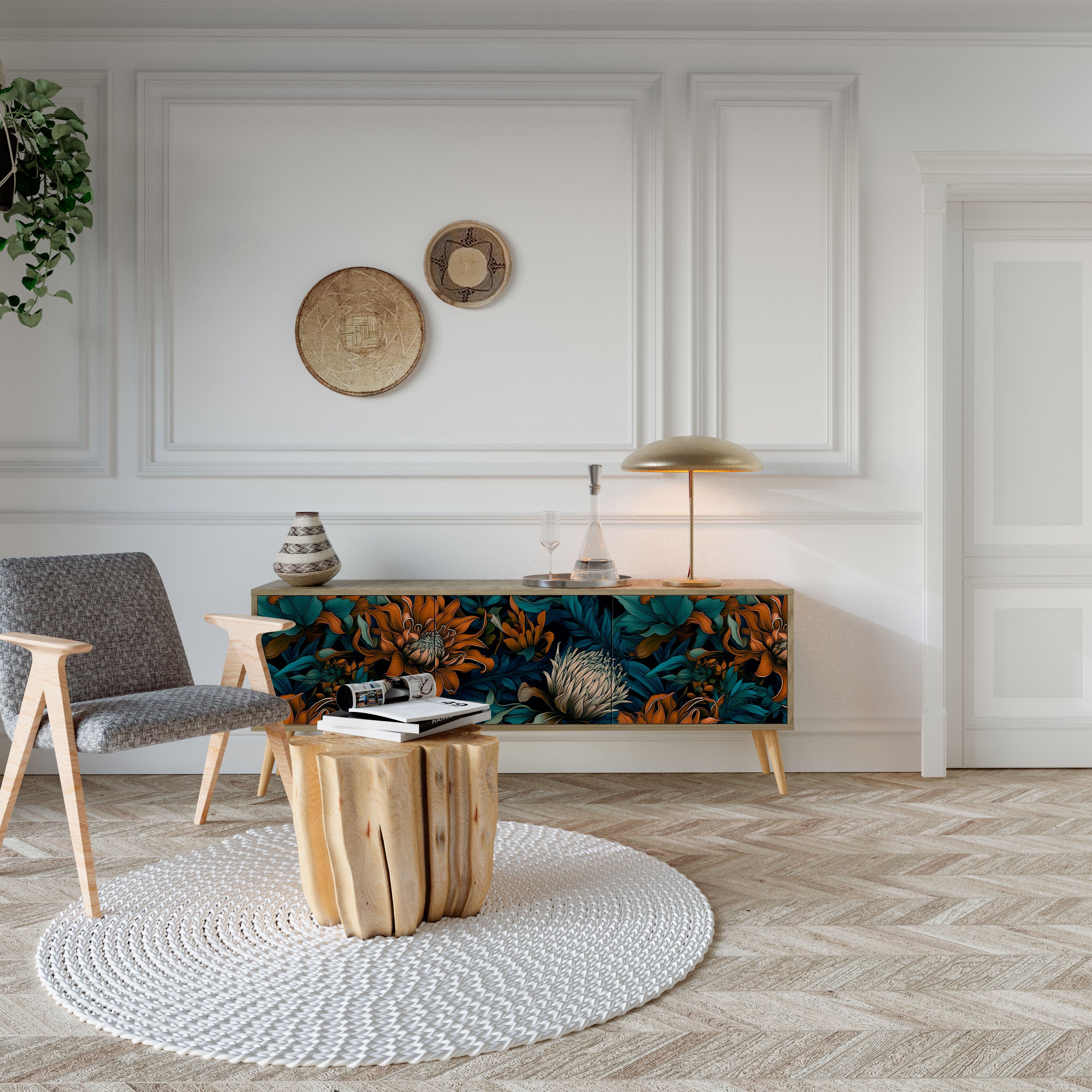 MORNING BLOOM Mueble de TV de 3 Puertas