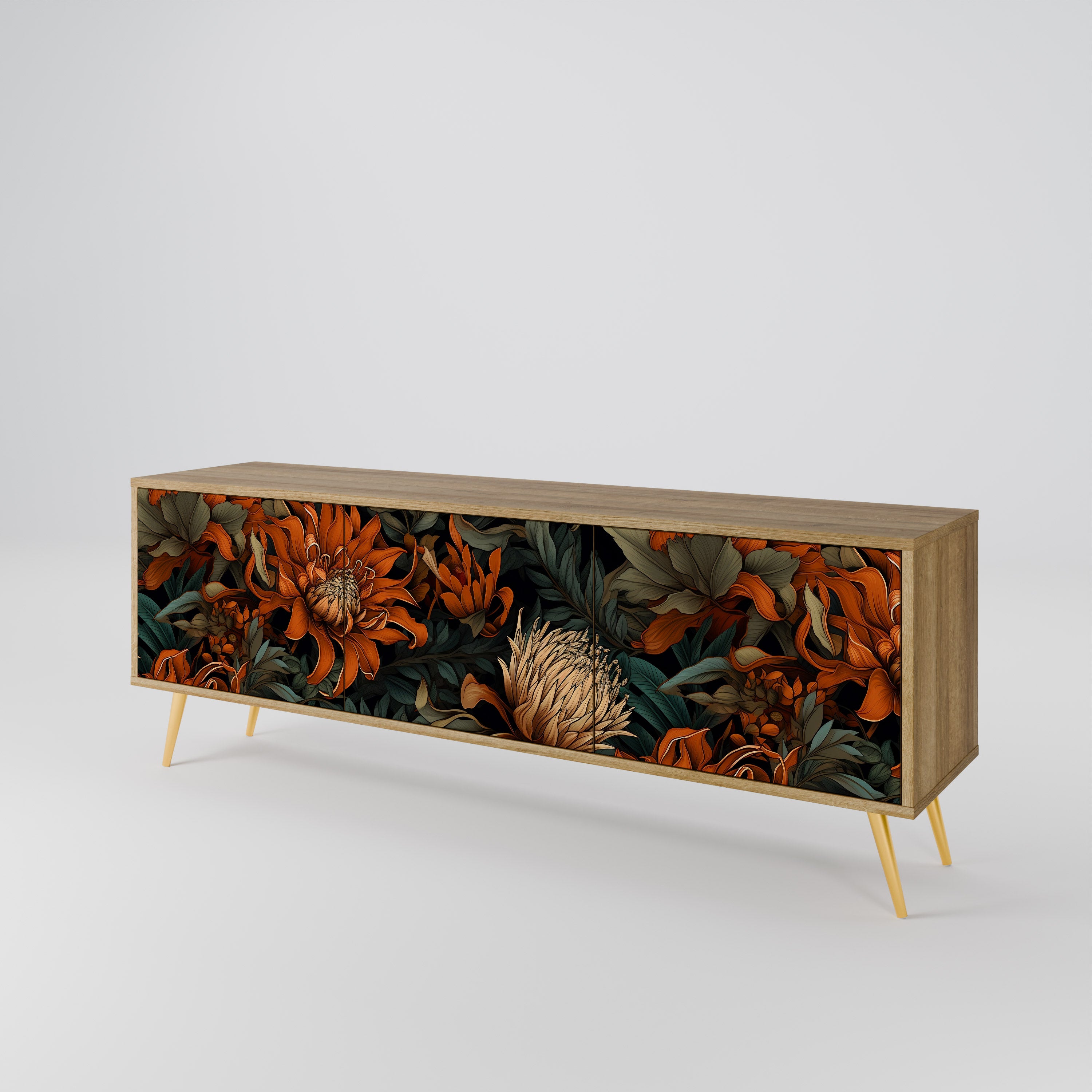 DAWN BLOOM Mueble de TV de 3 Puertas
