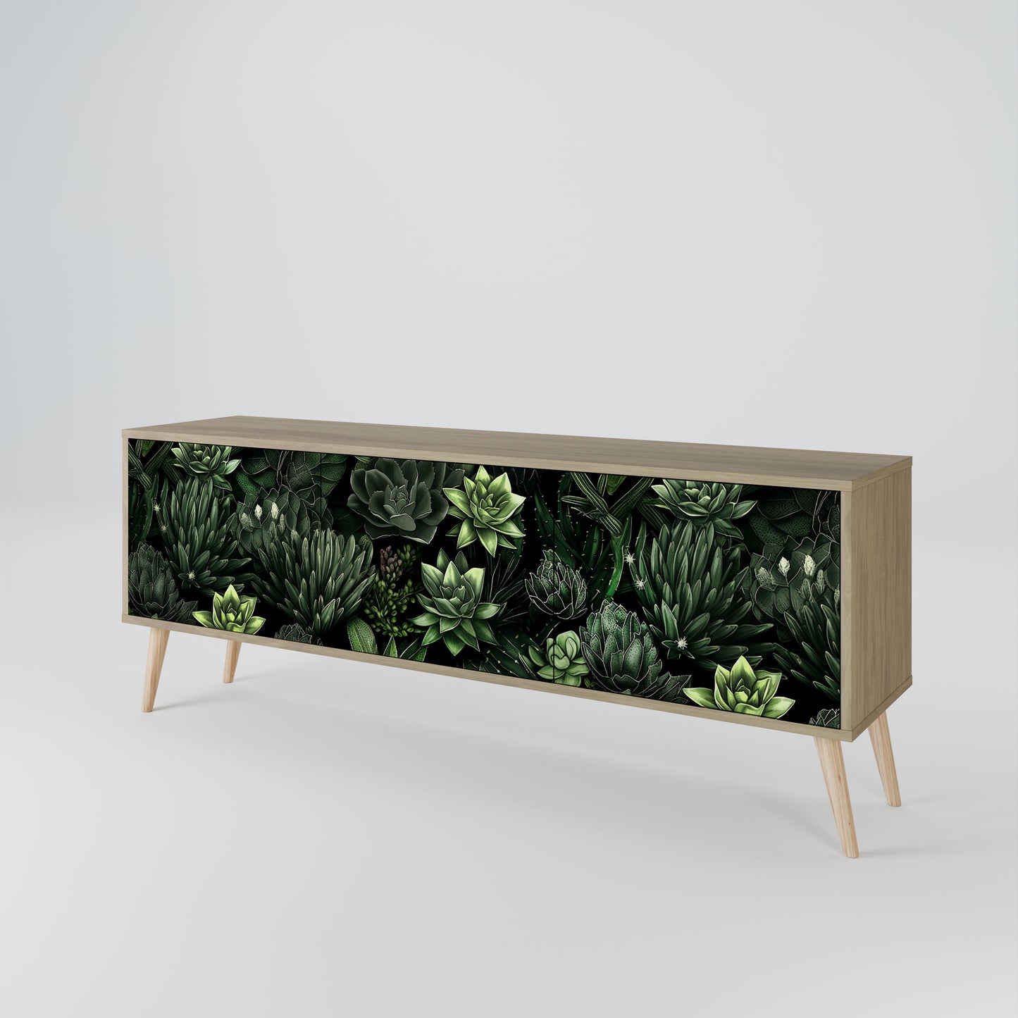 Mobile TV a 3 ante SUCCULENT JUNGLE in effetto rovere