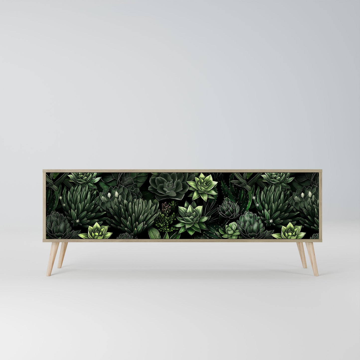 Mobile TV a 3 ante SUCCULENT JUNGLE in effetto rovere