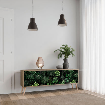 Mobile TV a 3 ante SUCCULENT JUNGLE in effetto rovere