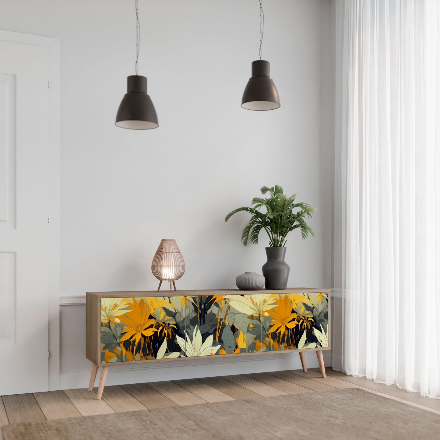 Mobile TV a 3 ante SUNKISSED LILY in effetto rovere