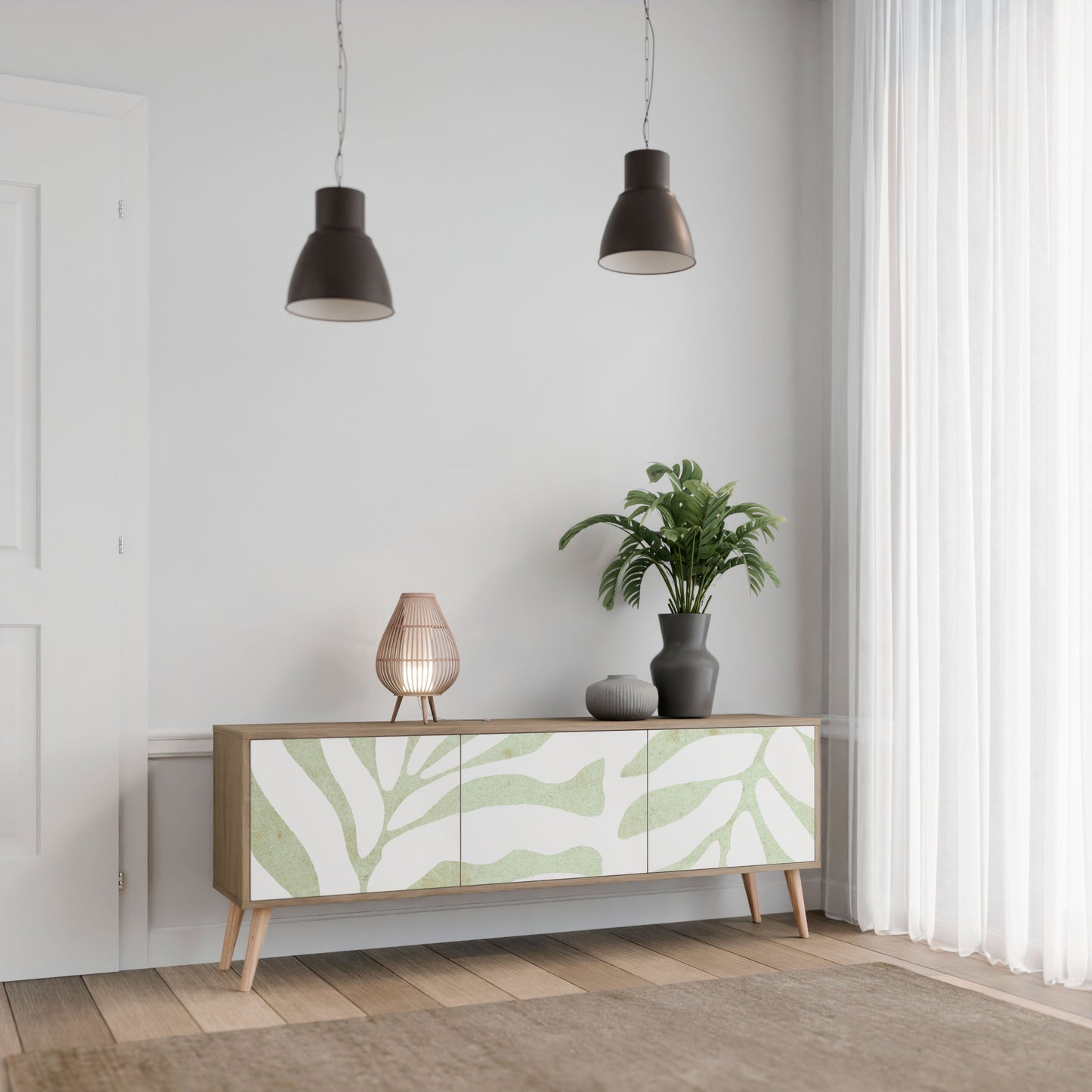 Mobile TV BOTANICAL SPARK a 3 ante in effetto rovere