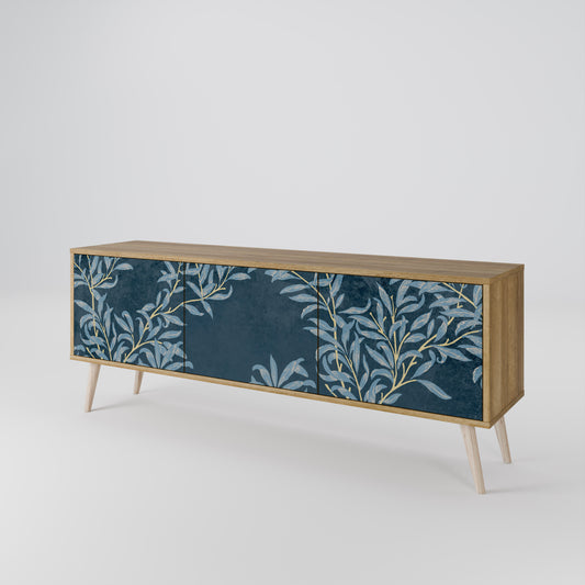 BLUE LEAVES Mueble de TV de 3 Puertas