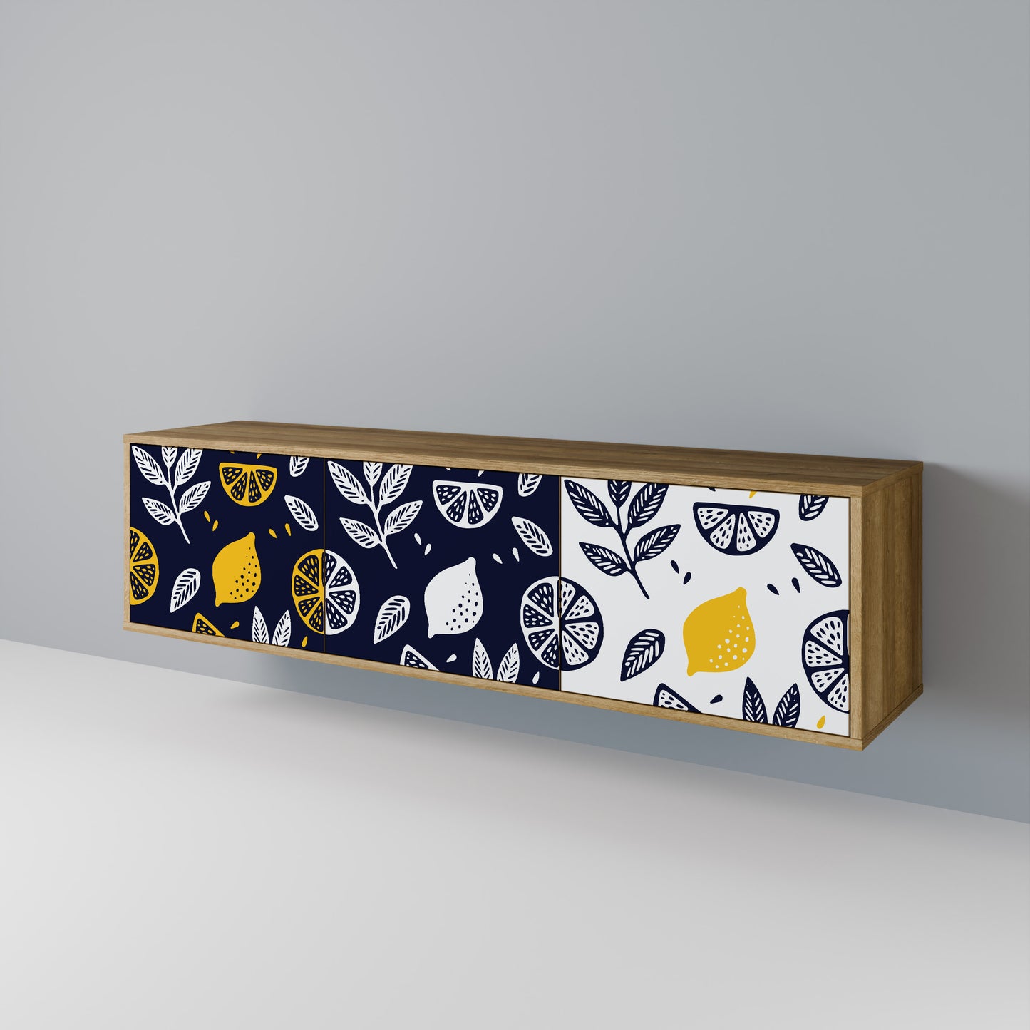 CITRUS BLACK AND WHITE Mueble de TV de 3 Puertas