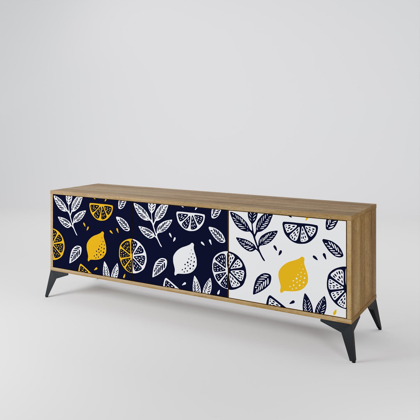 CITRUS BLACK AND WHITE Mueble de TV de 3 Puertas