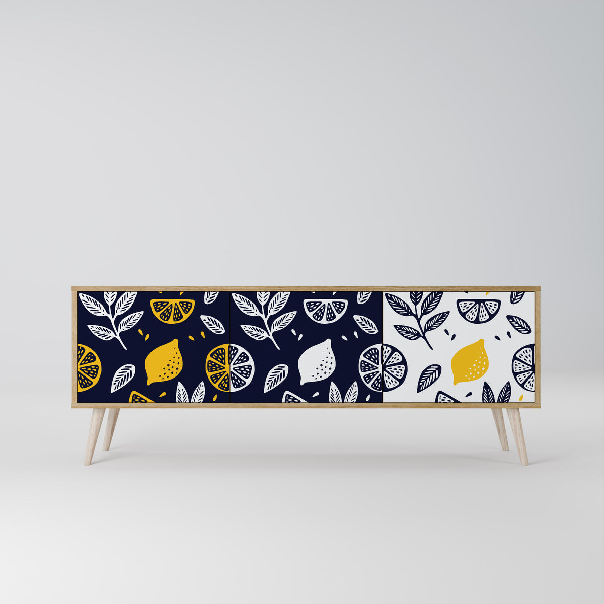 CITRUS BLACK AND WHITE 3-Door TV Cabinet