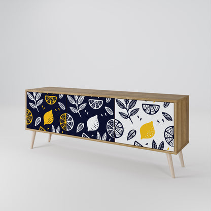 CITRUS BLACK AND WHITE Mueble de TV de 3 Puertas