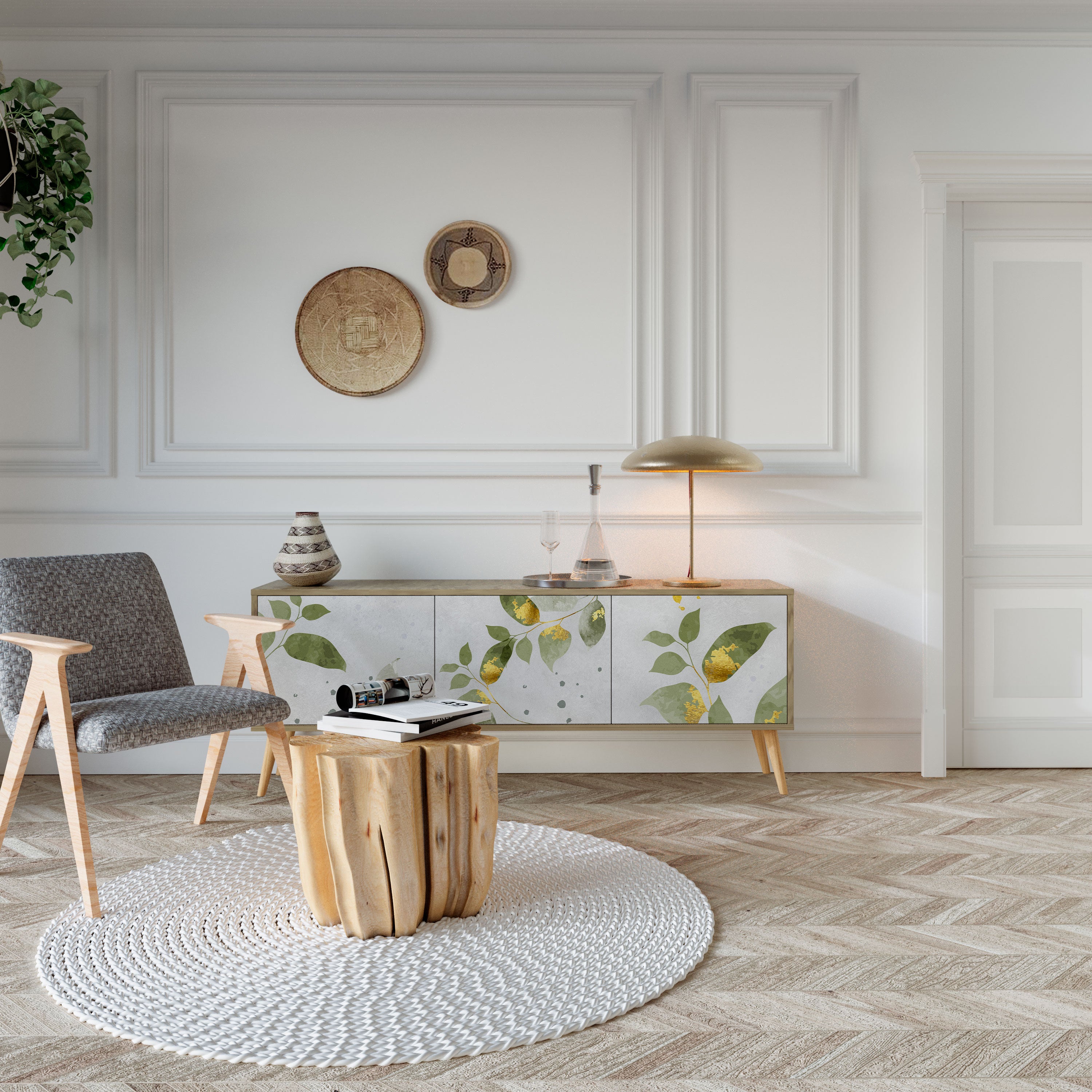 ELEGANT BOTANICS Třídveřový TV stolek
