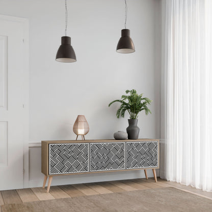 TEMPORARY SEQUENCE 3-Door TV Stand in Oak Effect