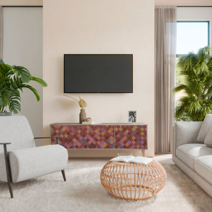 PAINTED SQUARES 3-Door TV Cabinet