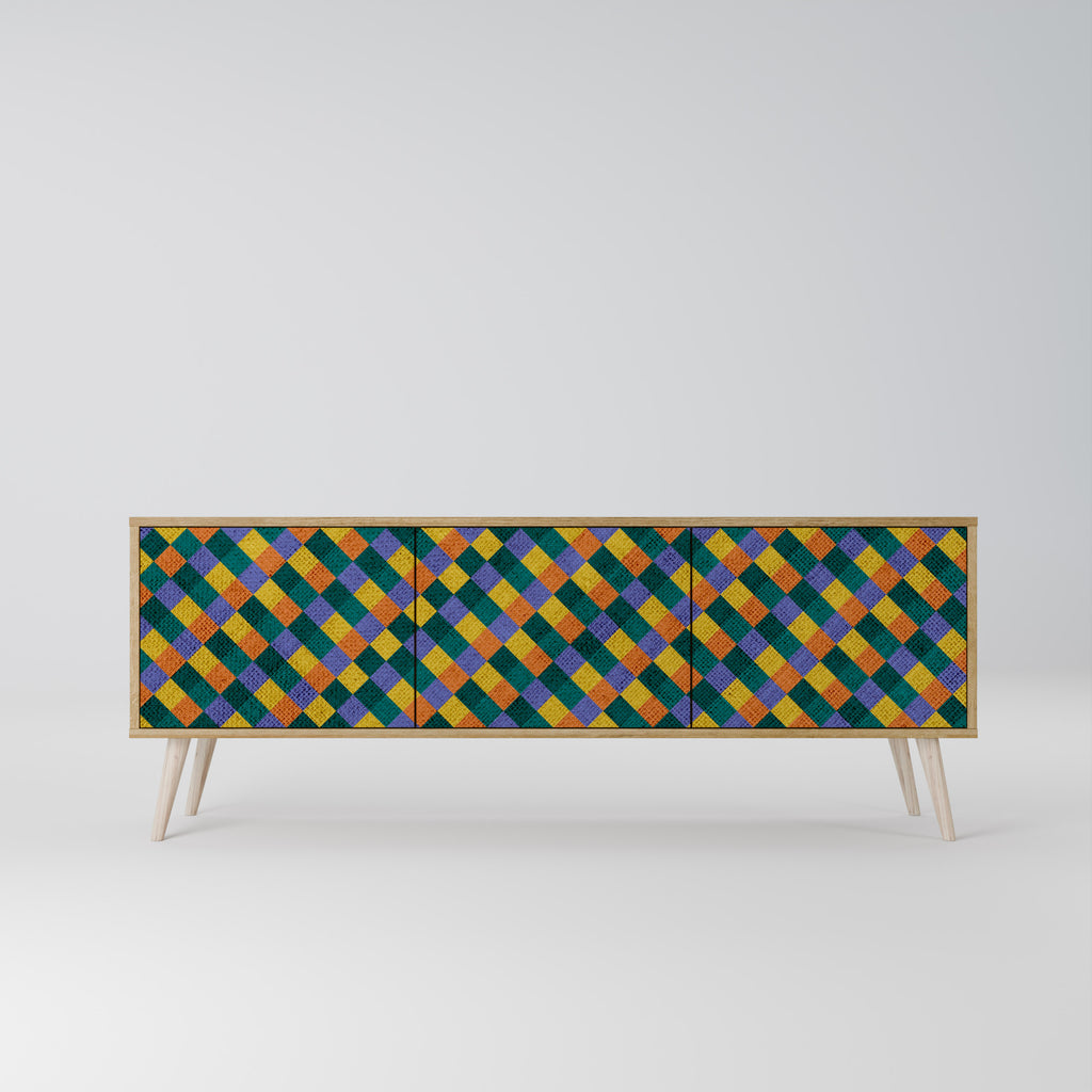 PAINTED SQUARES MIX 3-Door TV Cabinet