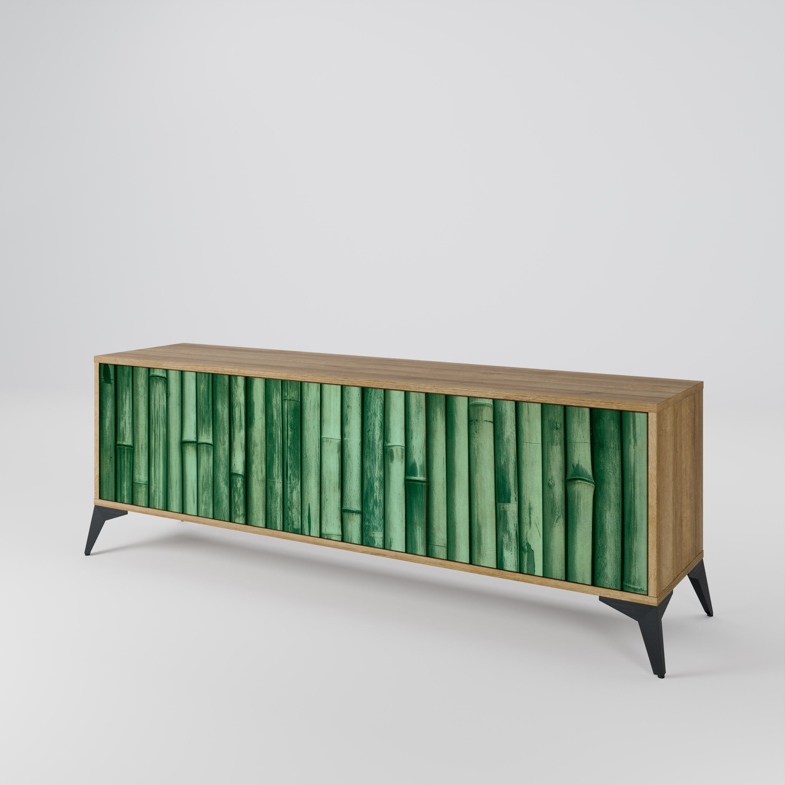 NATURAL GREEN Mueble de TV de 3 Puertas