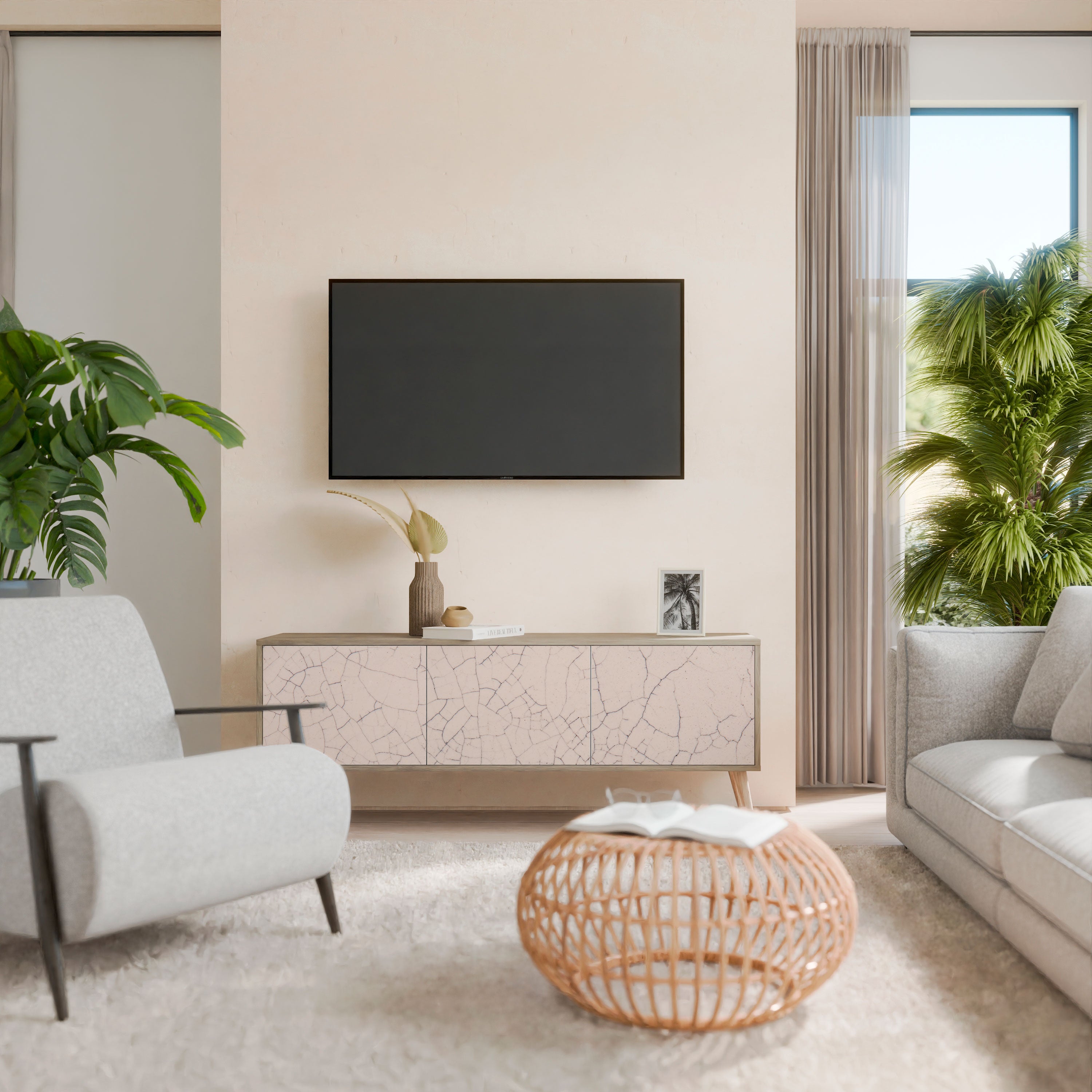 CERAMIC TEXTURE Mueble de TV de 3 Puertas