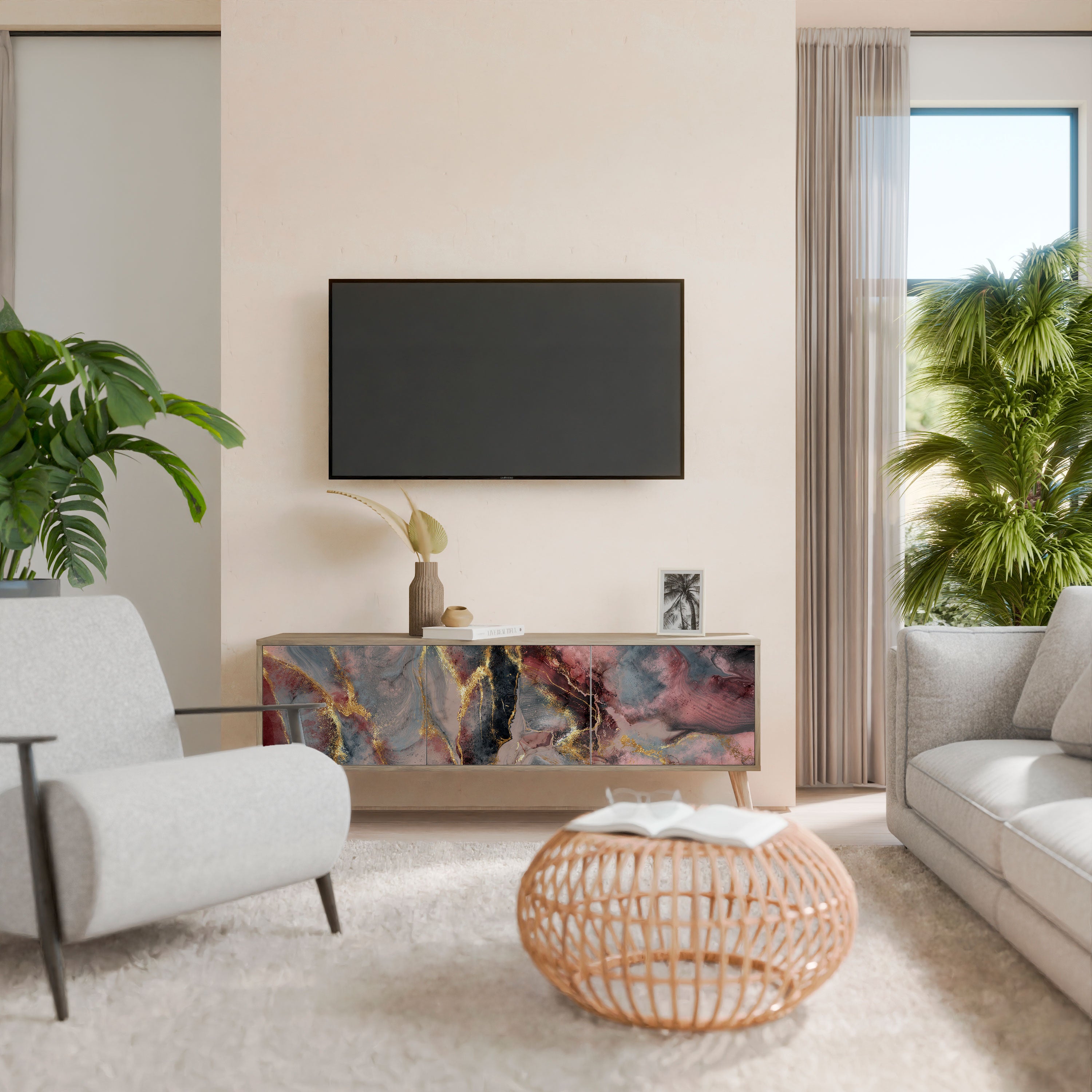 GOLDEN TIDES Mueble de TV de 3 Puertas