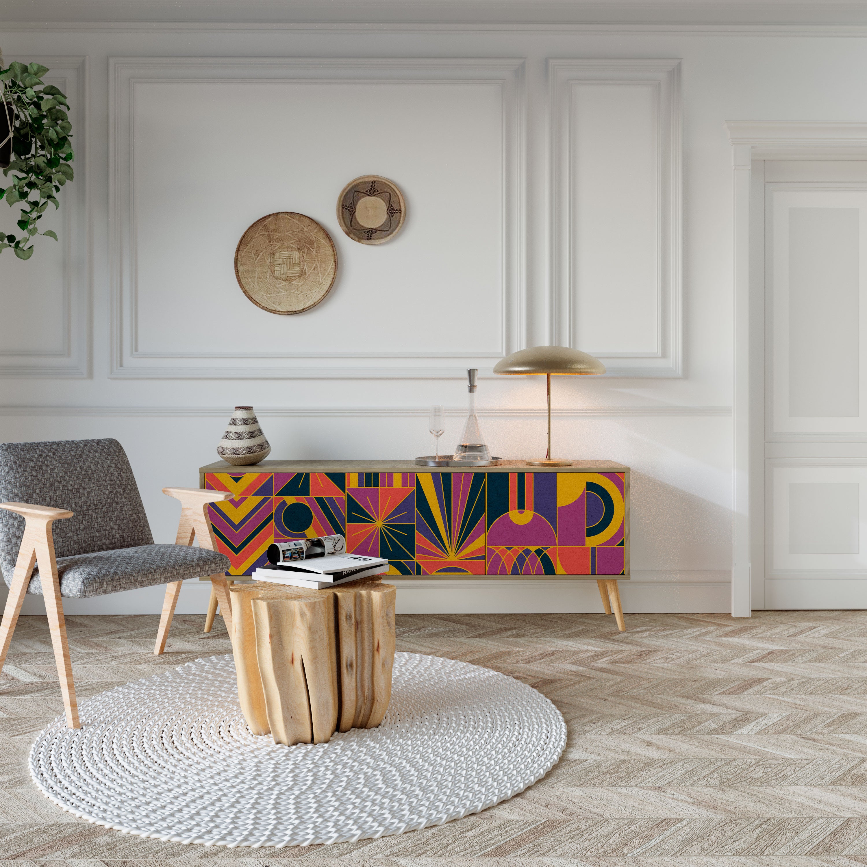 ELECTRIC PATTERNS Mueble de TV de 3 Puertas