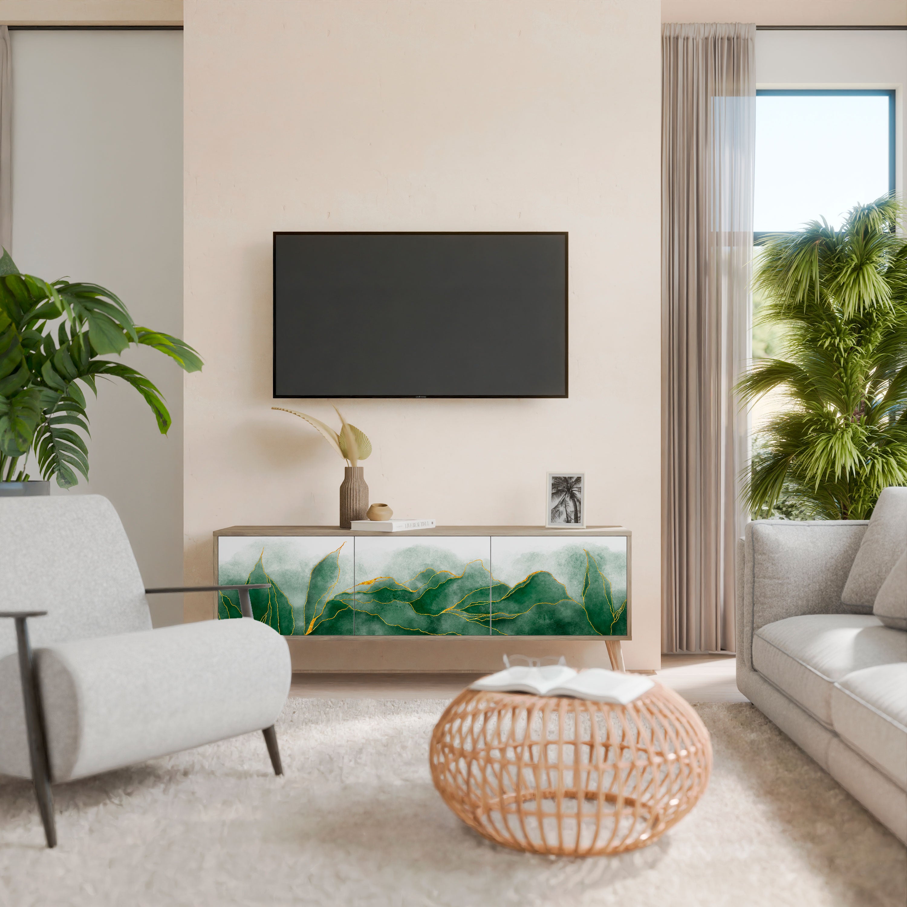 EXPENSIVE NATURE Mueble de TV de 3 Puertas