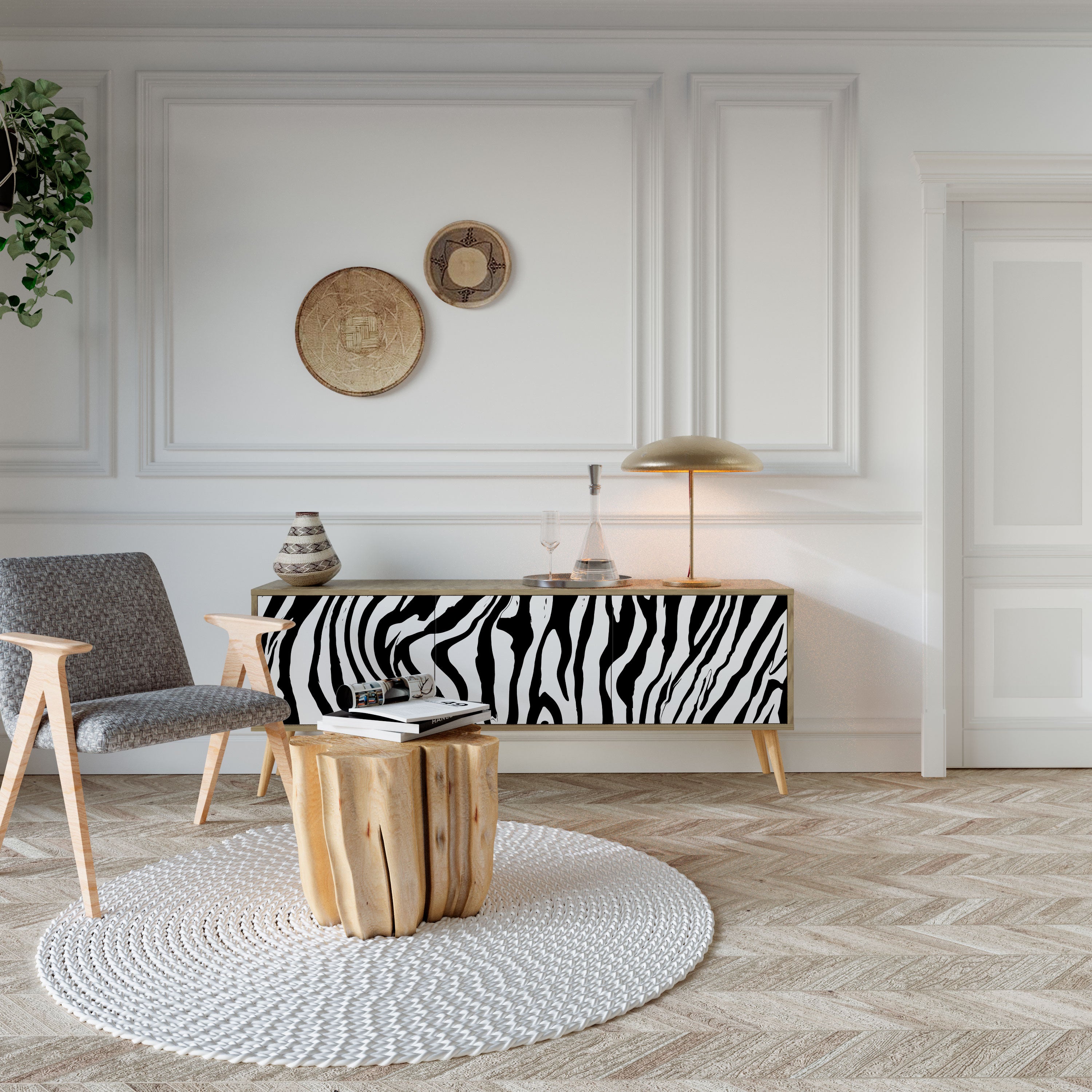 SPLENDID ZEBRA 3-Door TV Cabinet
