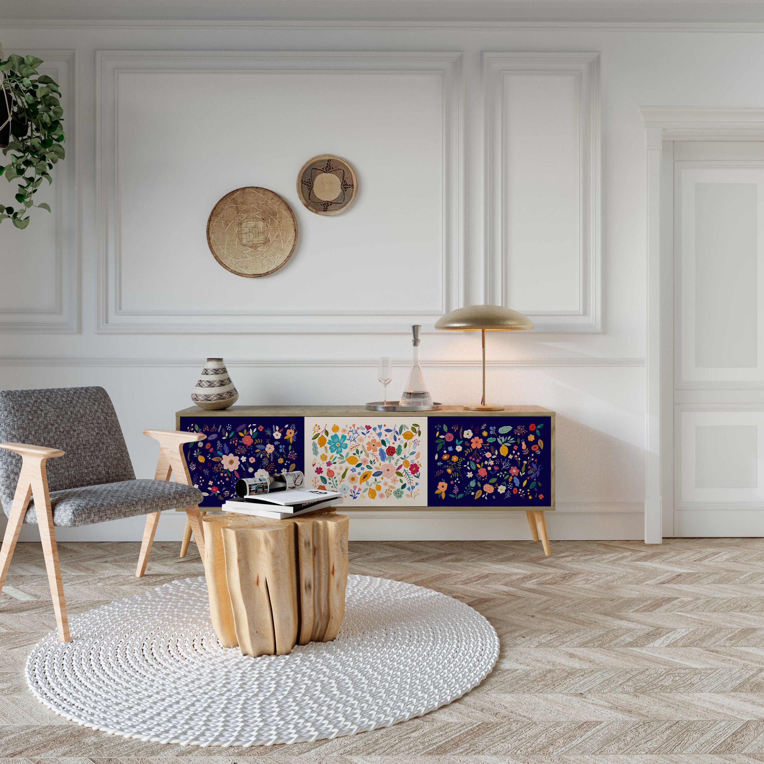 FLORAL COMBINATION 3-türiges TV-Lowboard