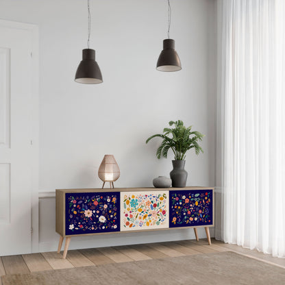 Mobile TV a 3 ante FLORAL COMBINATION in effetto rovere