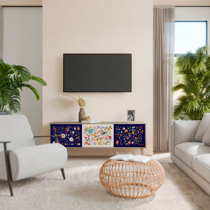 Mobile TV a 3 ante FLORAL COMBINATION in effetto rovere