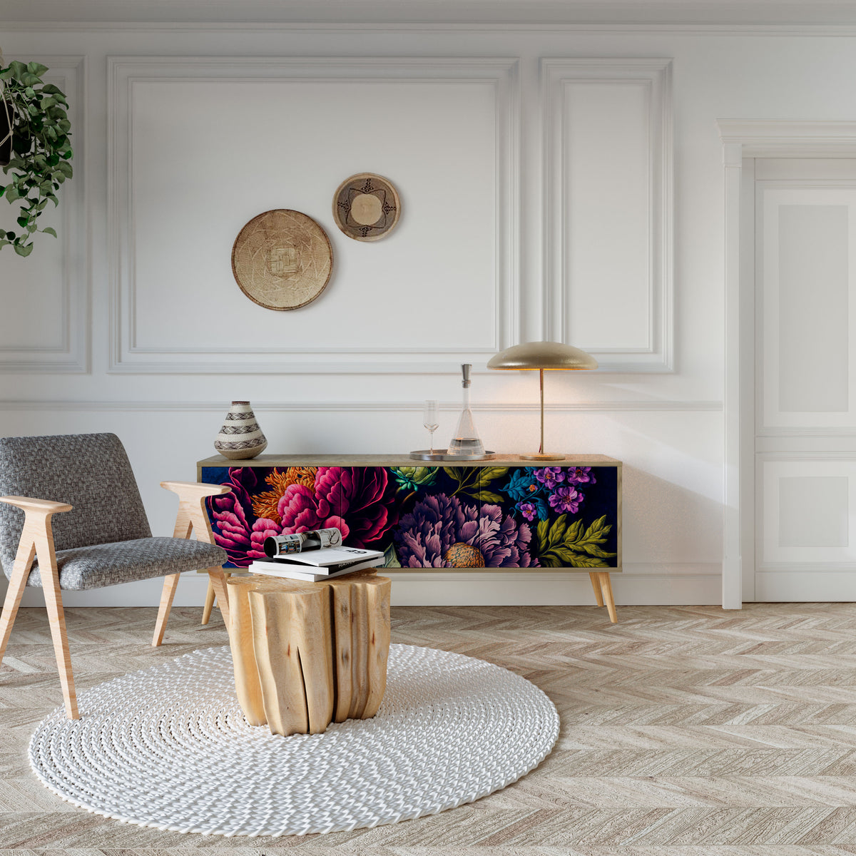 BLOOMING ELEGANCE 3-türiges TV-Lowboard