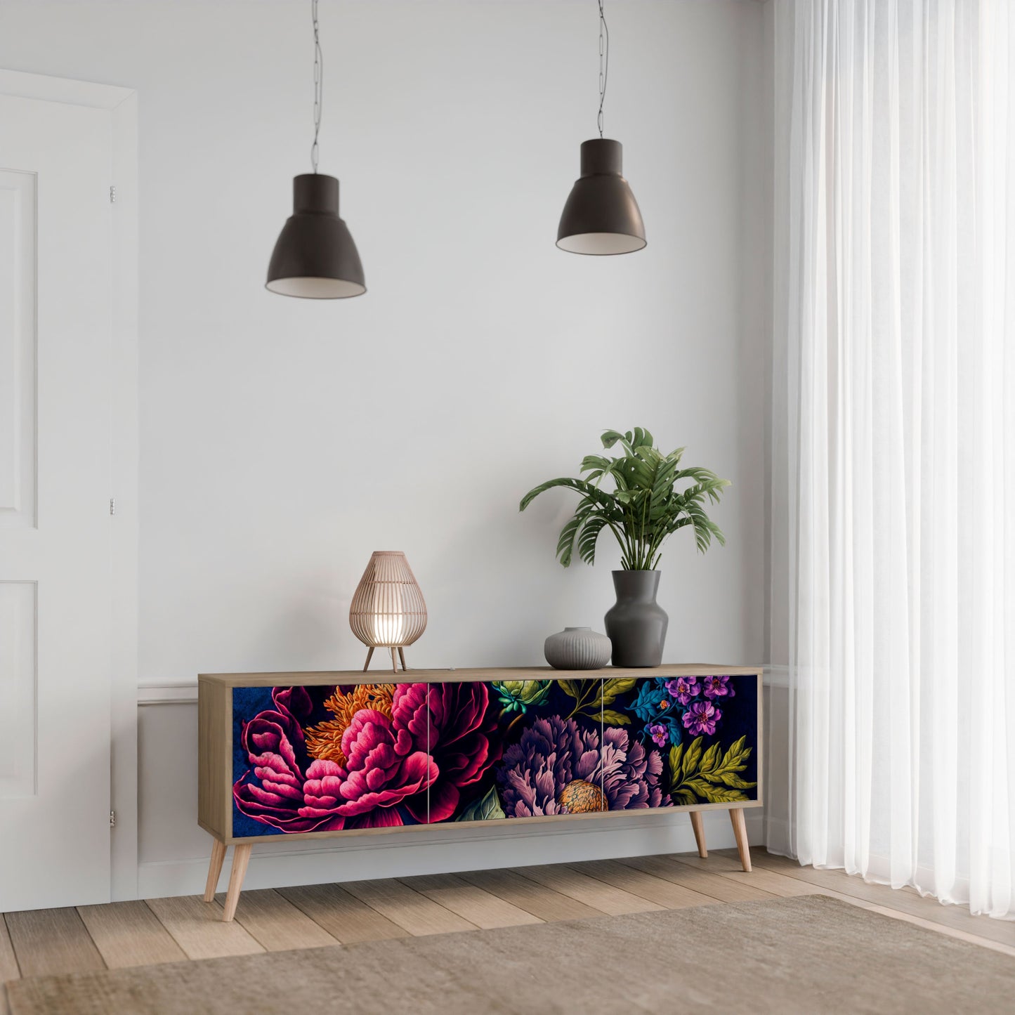 Mobile TV BLOOMING ELEGANCE a 3 ante in effetto rovere