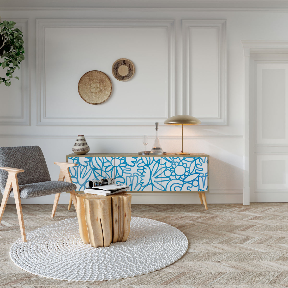 BLOOMY MORNING 3-türiges TV-Lowboard