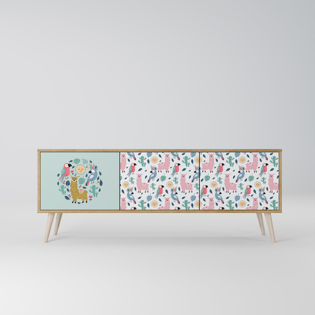 COLORFUL ALPACAS 3-Door TV Cabinet