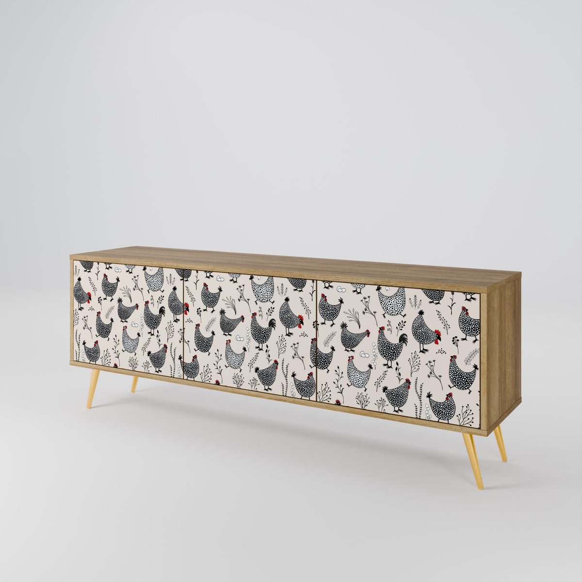 HAPPY HENS 3-türiges TV-Lowboard