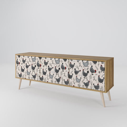 HAPPY HENS 3-Door TV Cabinet