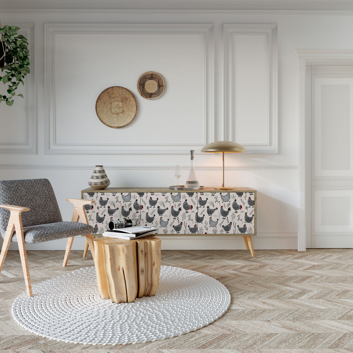 HAPPY HENS 3-türiges TV-Lowboard