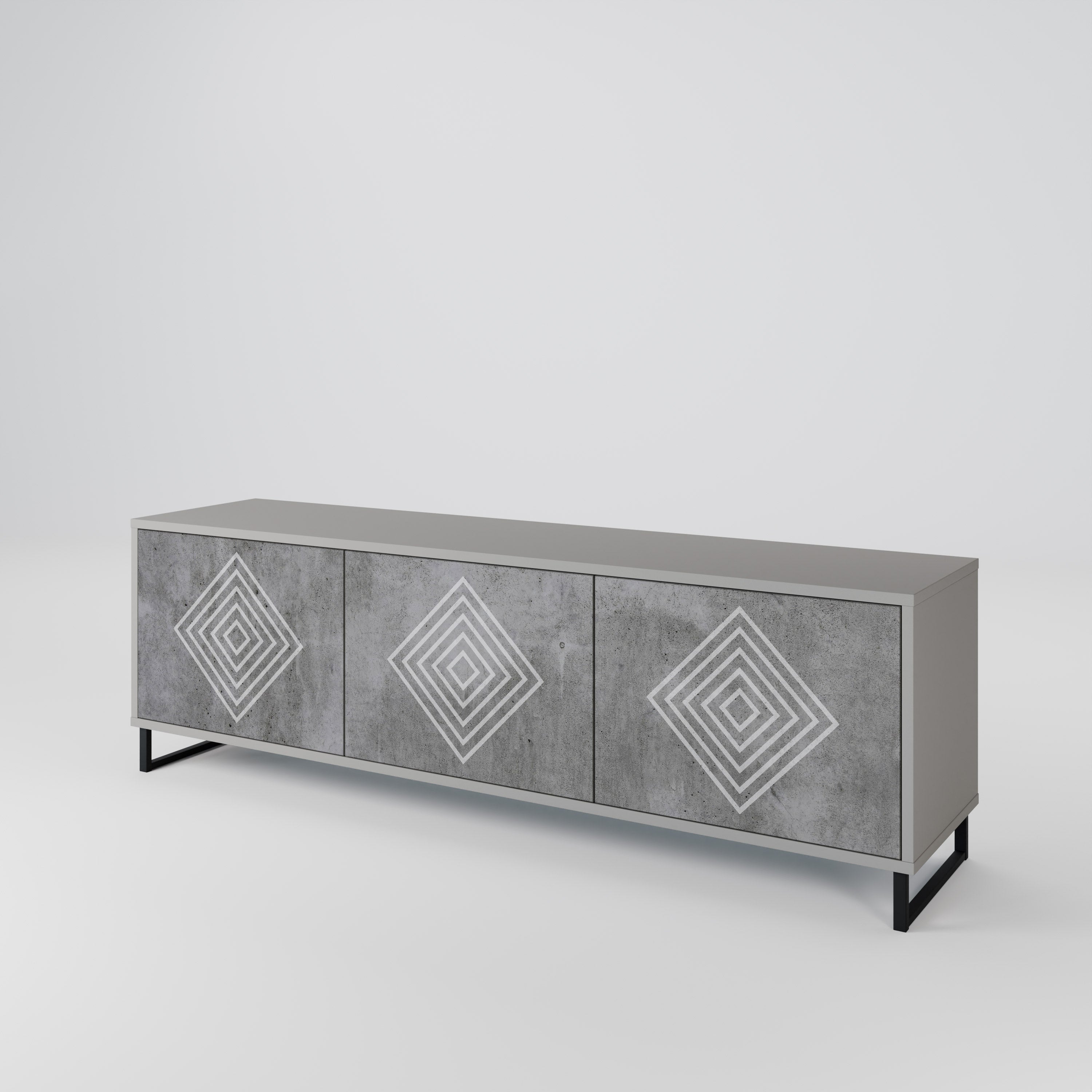POLYGONAL ARTISTRY 3-Door TV Cabinet