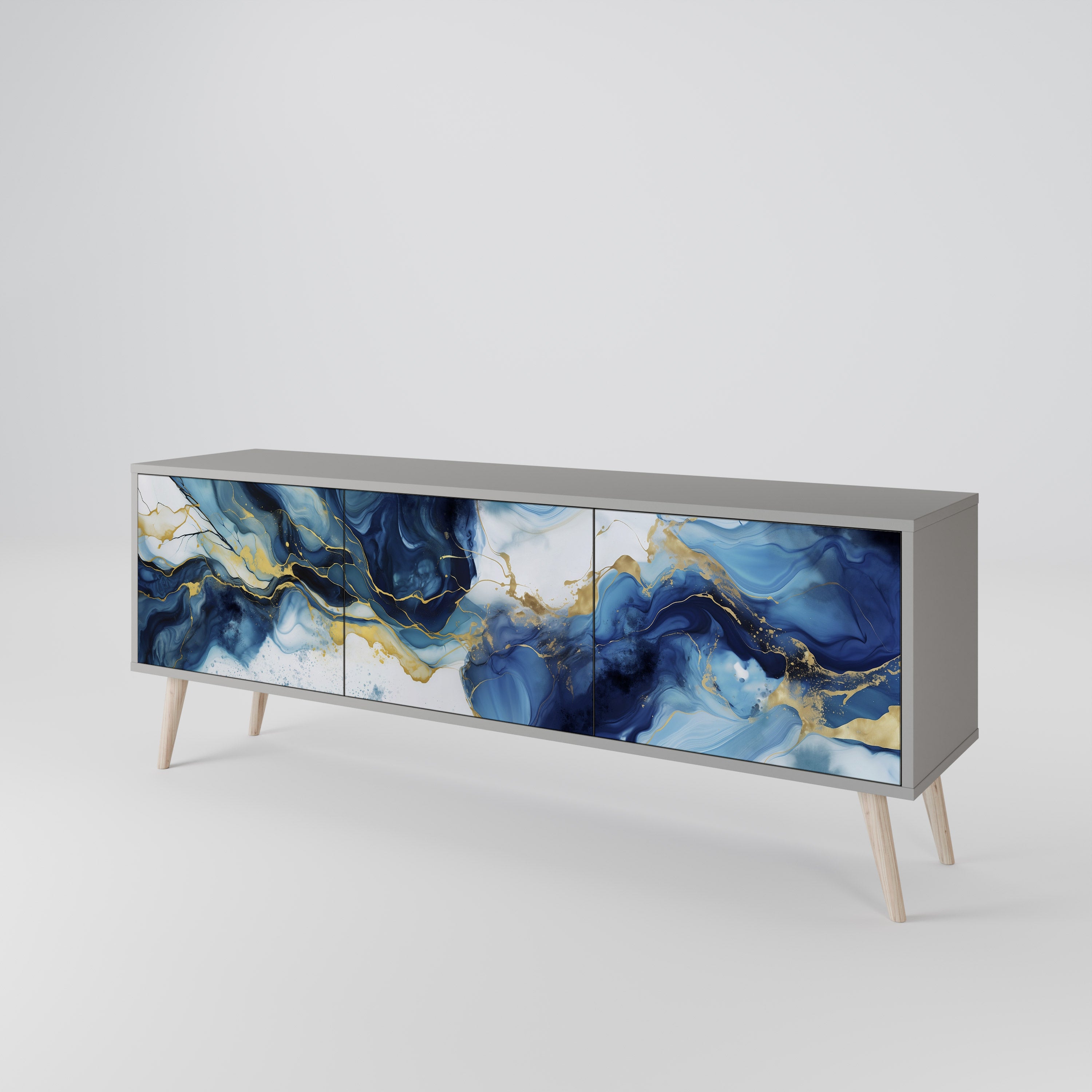 INKY MARBLE 3-Door TV Cabinet